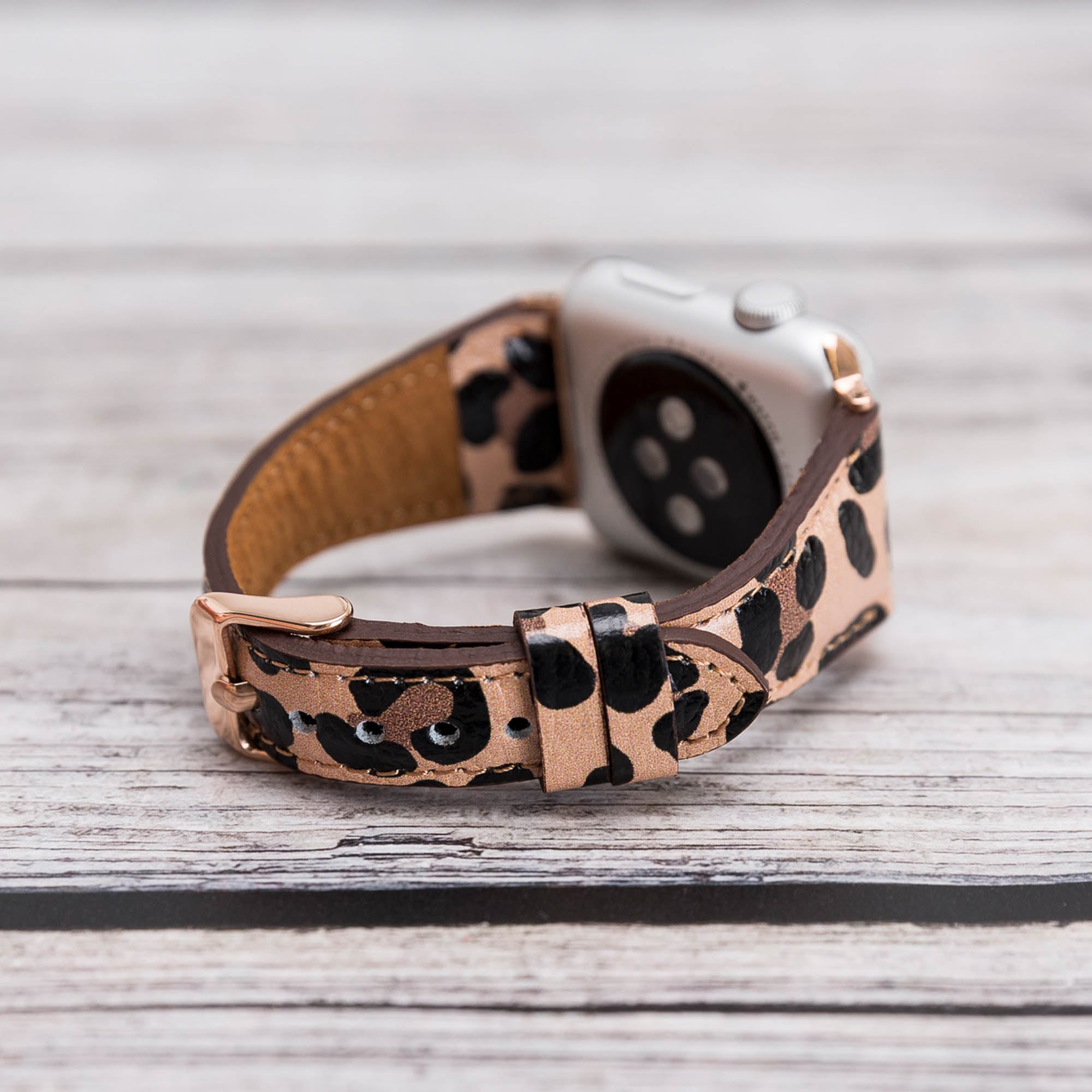 Slim Strap - Full Grain Leather Band for Apple Watch 38mm / 40mm - LEOPARD PATTERNED - saracleather