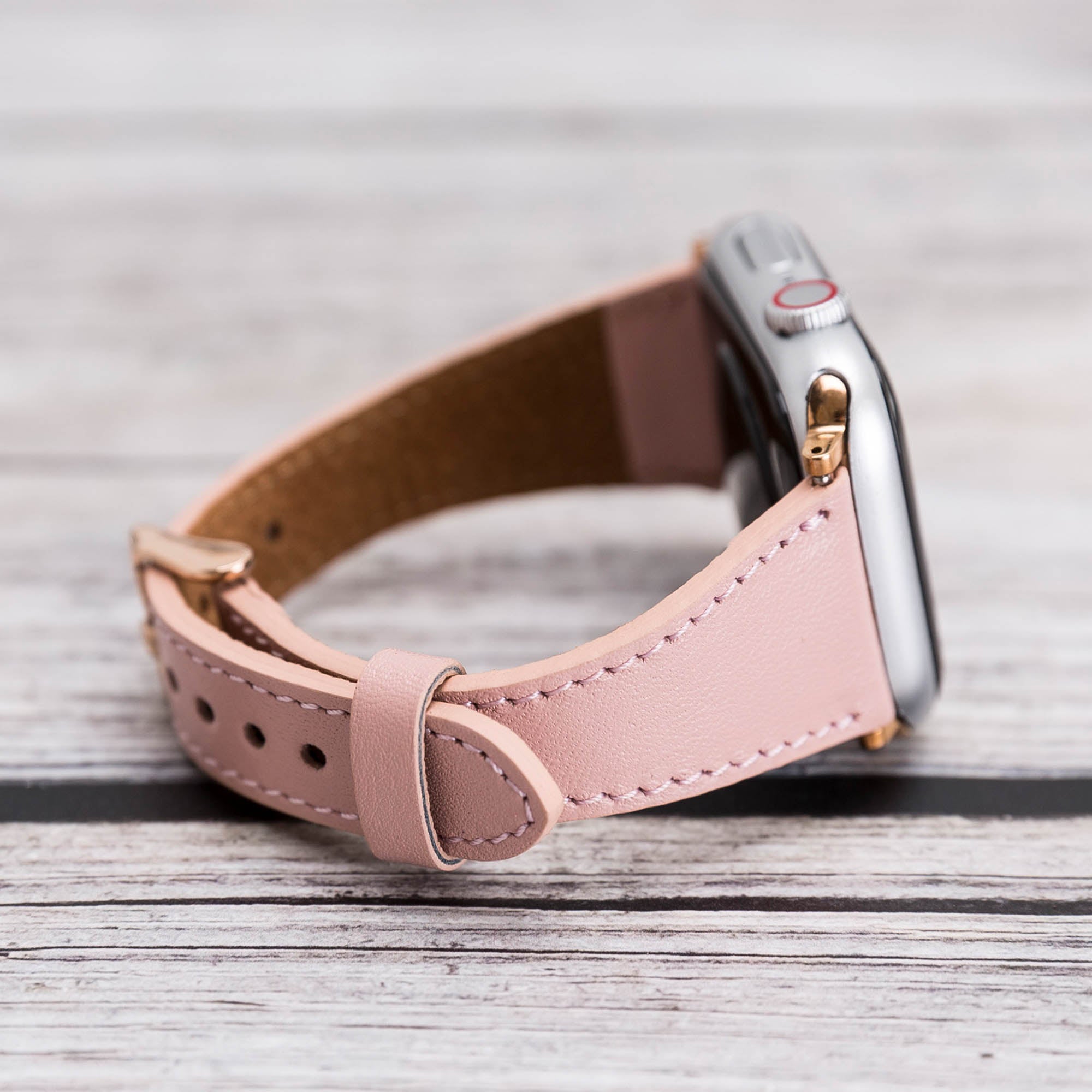 Slim Strap - Full Grain Leather Band for Apple Watch 38mm / 40mm - PINK - saracleather