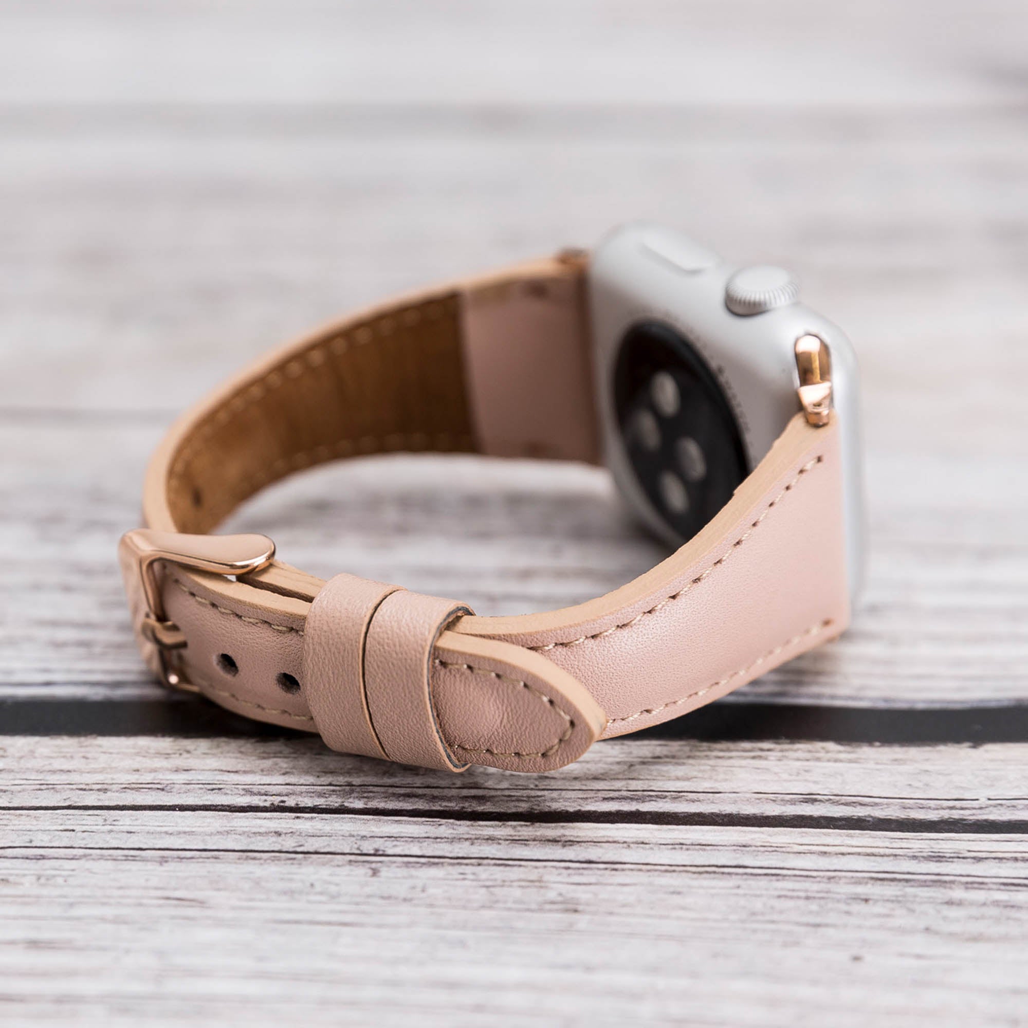 Slim Strap - Full Grain Leather Band for Apple Watch 38mm / 40mm - PINK - saracleather