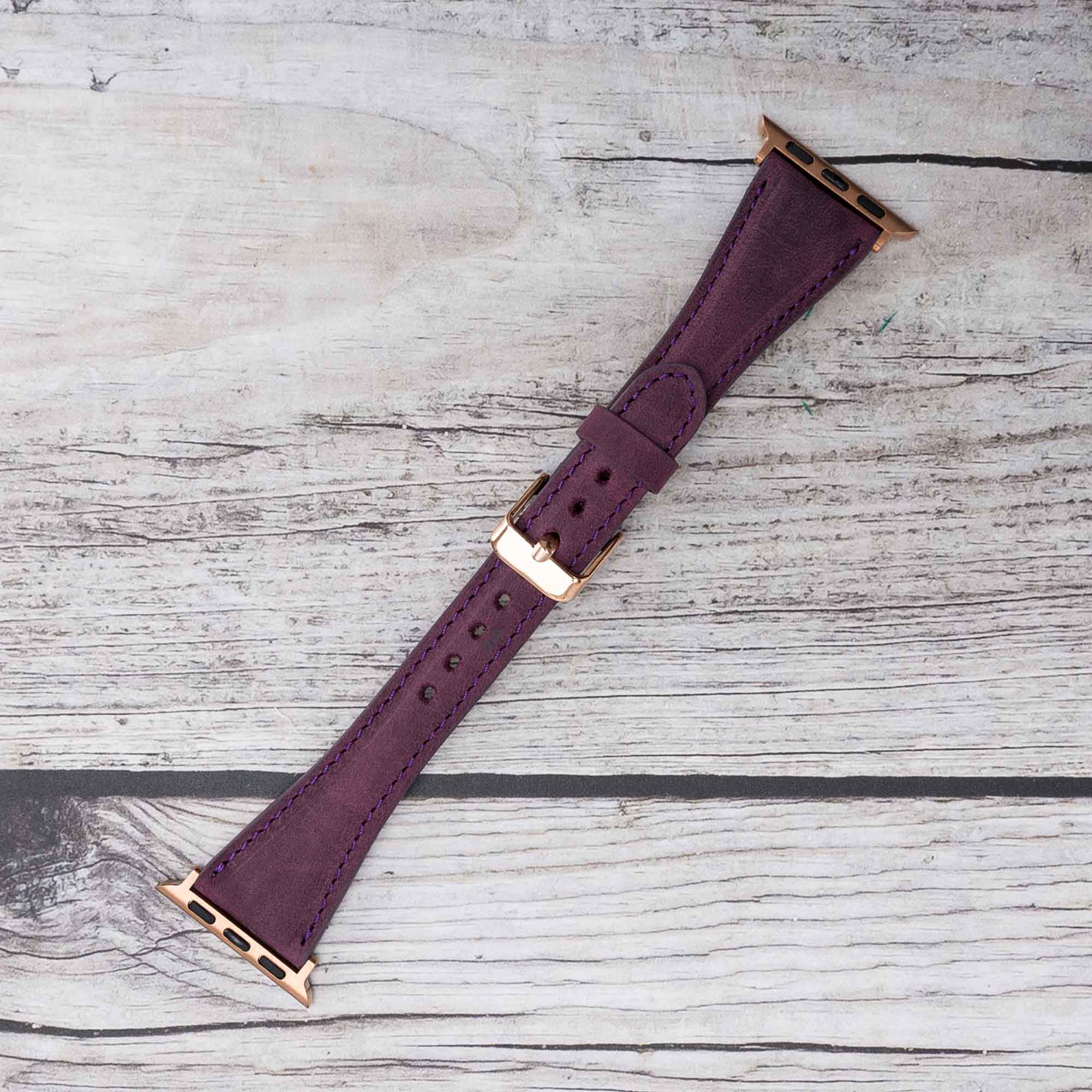 Slim Strap - Full Grain Leather Band for Apple Watch 38mm / 40mm - PURPLE - saracleather