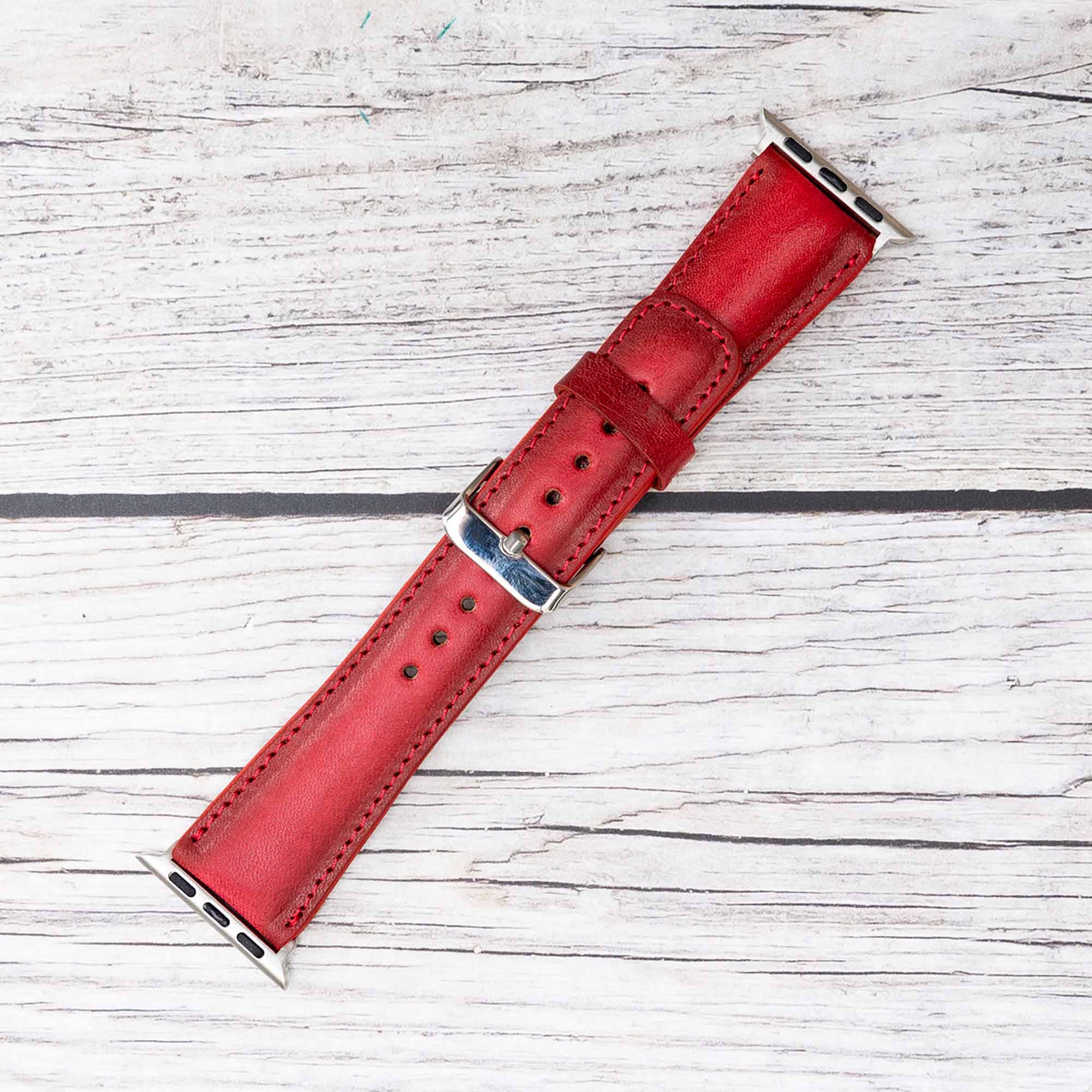 Full Grain Leather Band for Apple Watch - EFFECT RED - saracleather