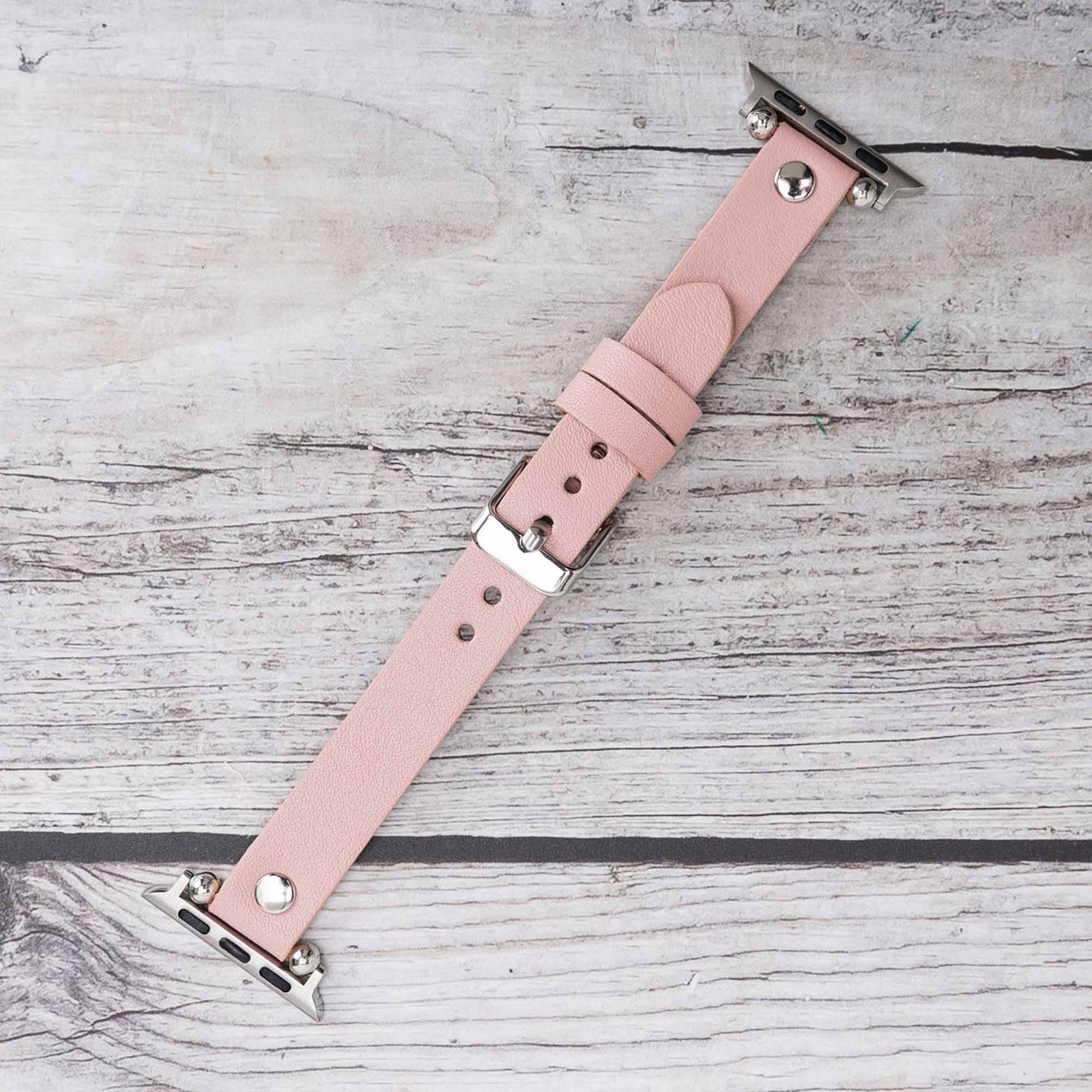 Ferro Strap - Full Grain Leather Band for Apple Watch - PINK - saracleather