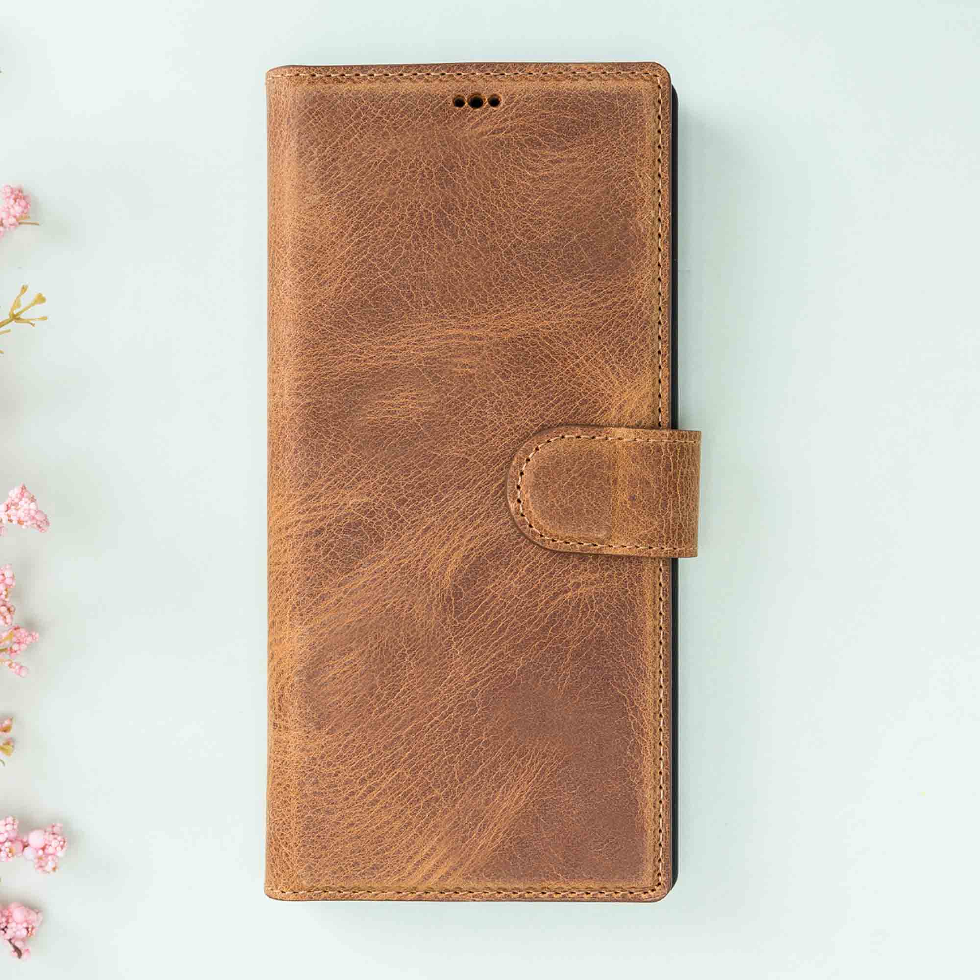 Magic Magnetic Detachable Leather Wallet Case for Samsung Galaxy Note 10 Plus / Note 10 Plus 5G - TAN - saracleather