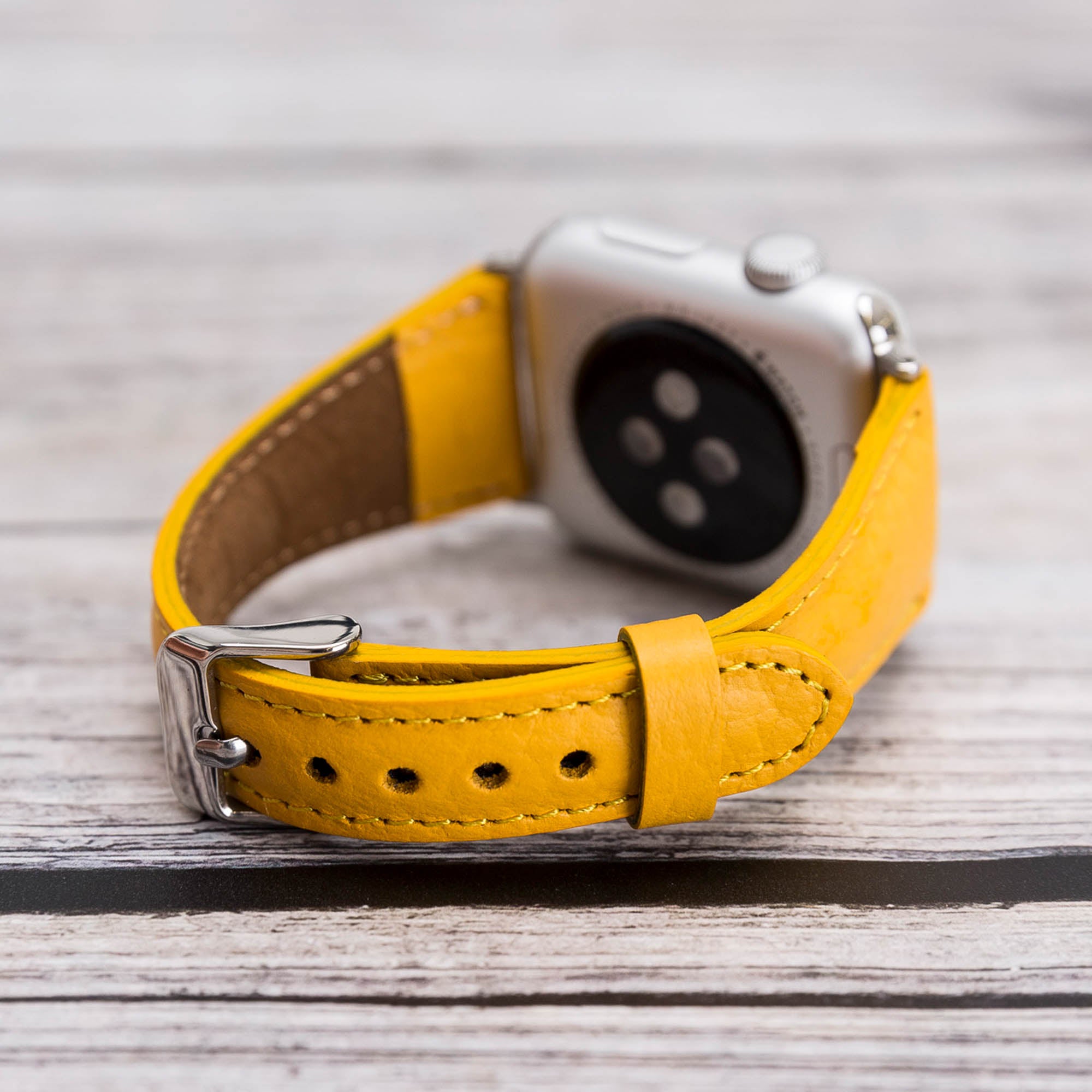 Slim Strap - Full Grain Leather Band for Apple Watch 38mm / 40mm - YELLOW - saracleather