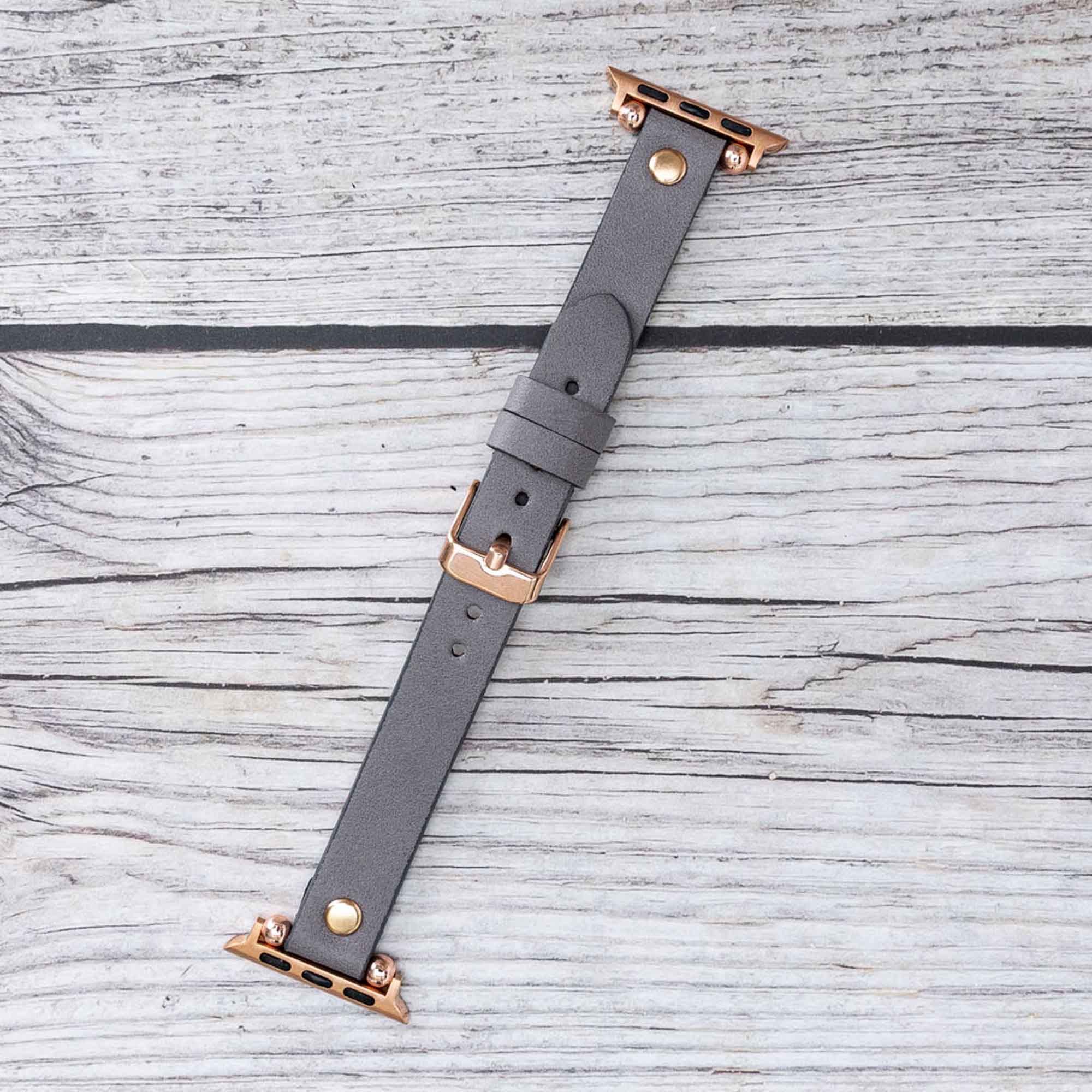 Ferro Strap - Full Grain Leather Band for Apple Watch - GRAY - saracleather