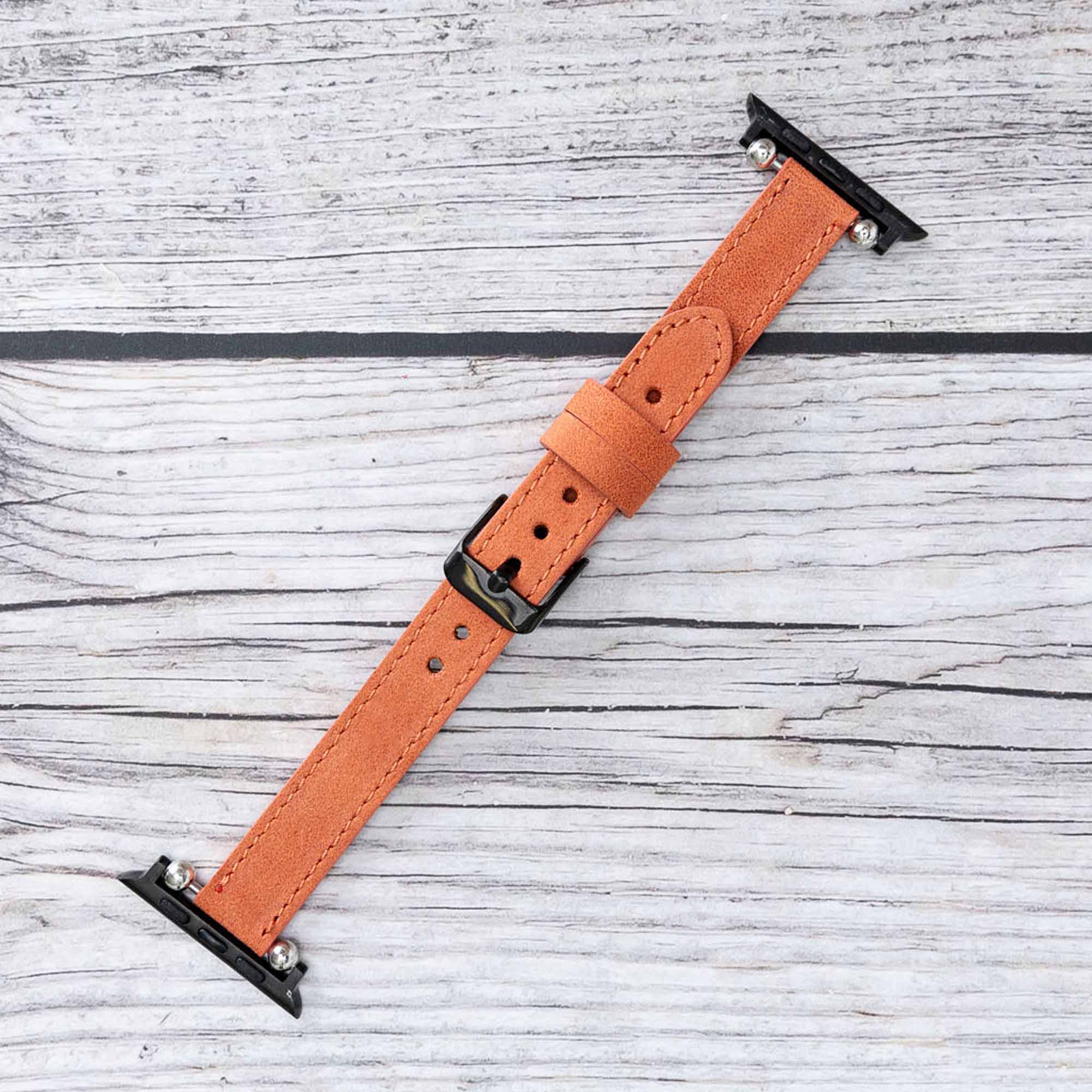 Ferro Strap - Full Grain Leather Band for Apple Watch - POMEGRANATE FLOWER - saracleather