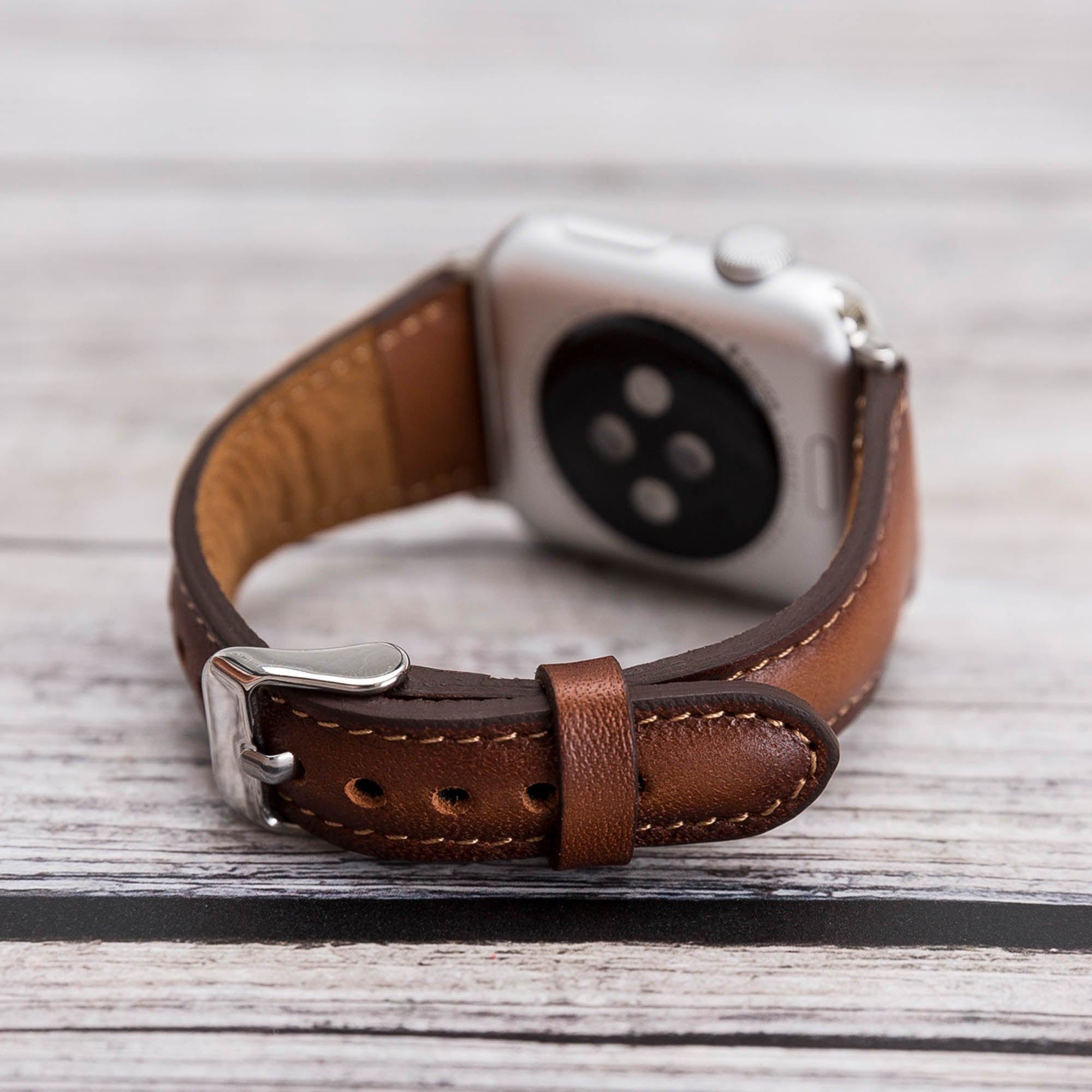 Slim Strap - Full Grain Leather Band for Apple Watch 38mm / 40mm - EFFECT BROWN - saracleather