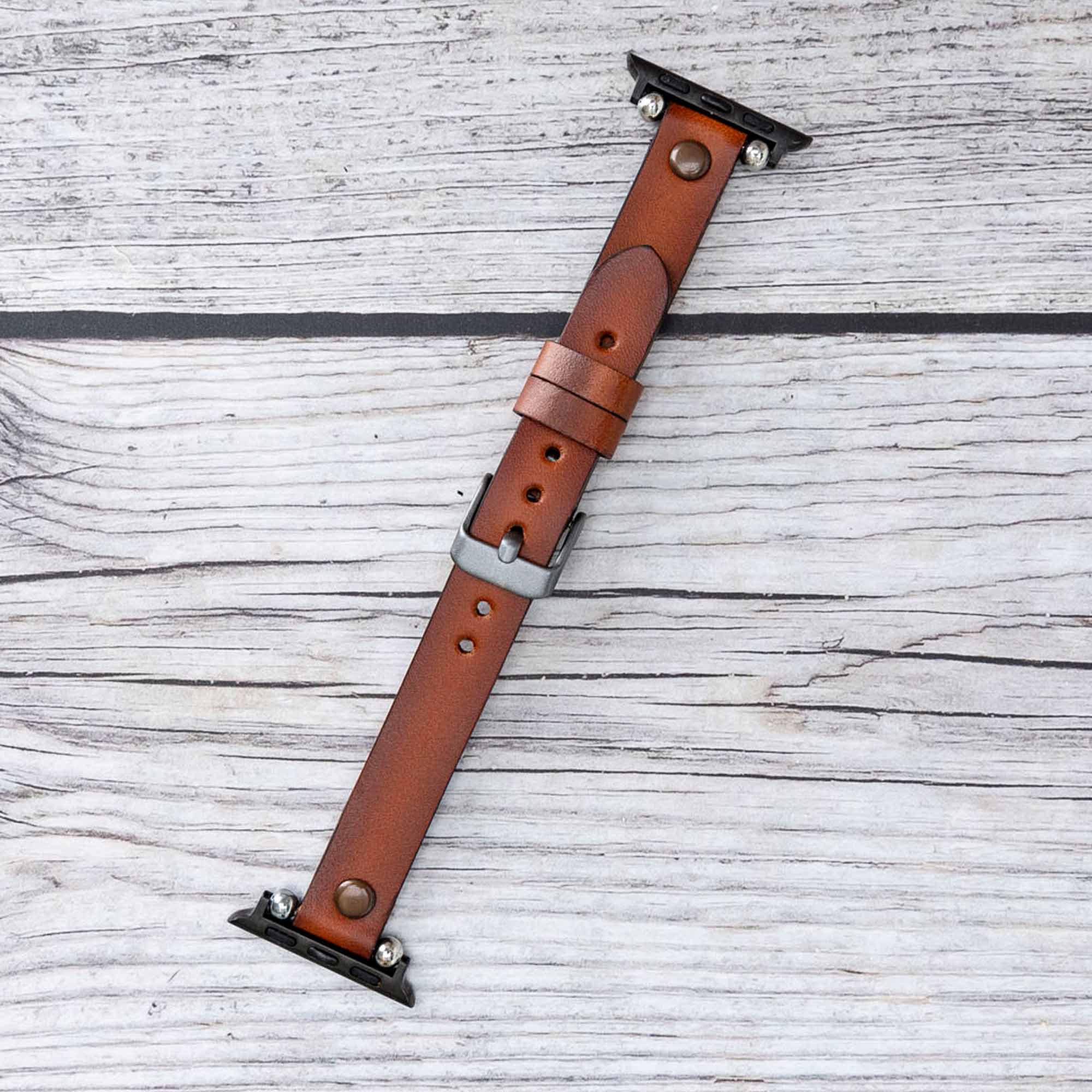 Ferro Strap - Full Grain Leather Band for Apple Watch - EFFECT BROWN - saracleather