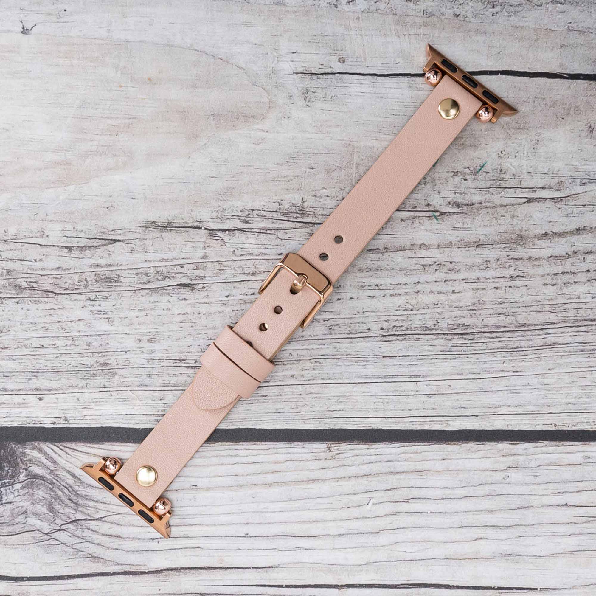 Ferro Strap - Full Grain Leather Band for Apple Watch - PINK - saracleather