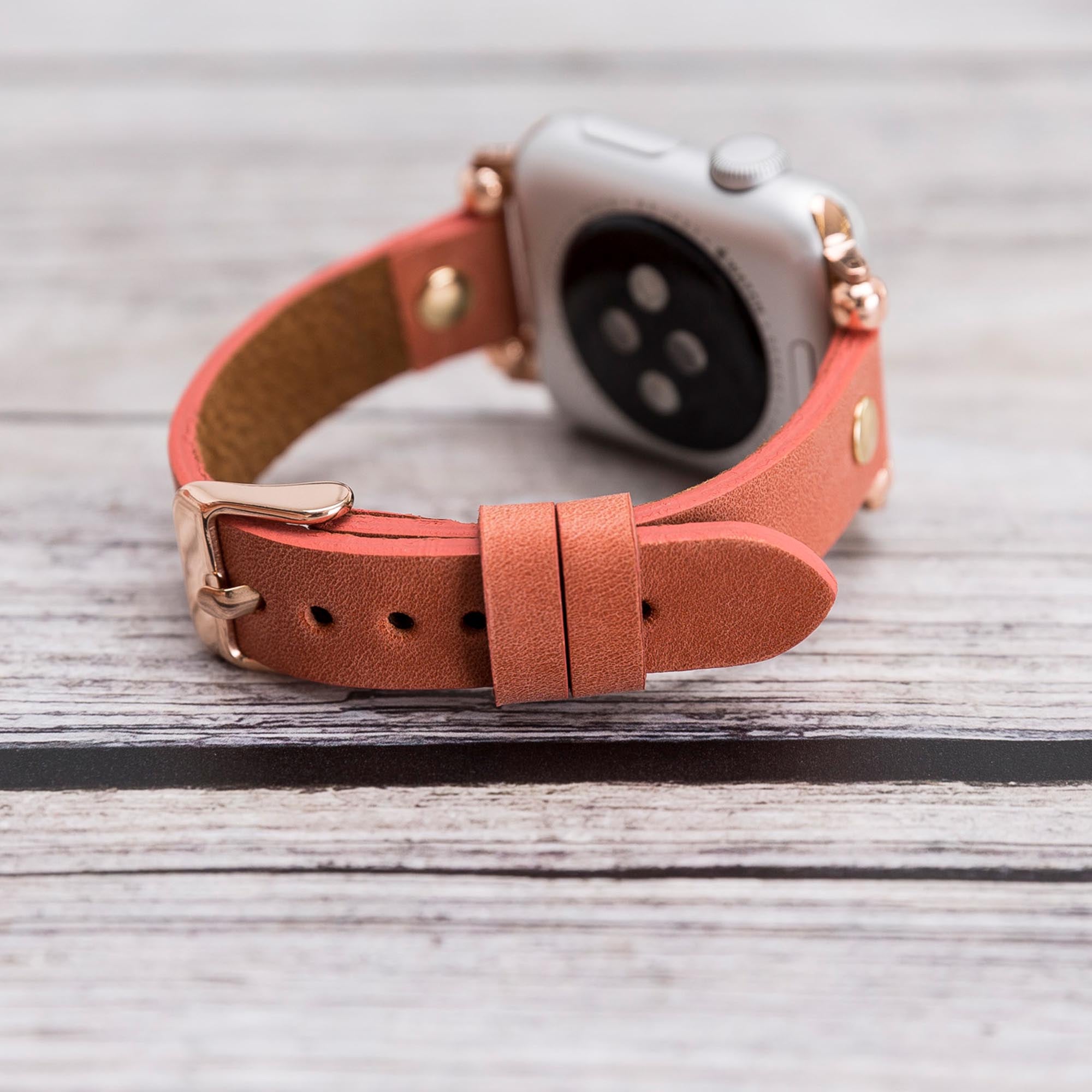 Ferro Strap - Full Grain Leather Band for Apple Watch - POMEGRANATE FLOWER - saracleather