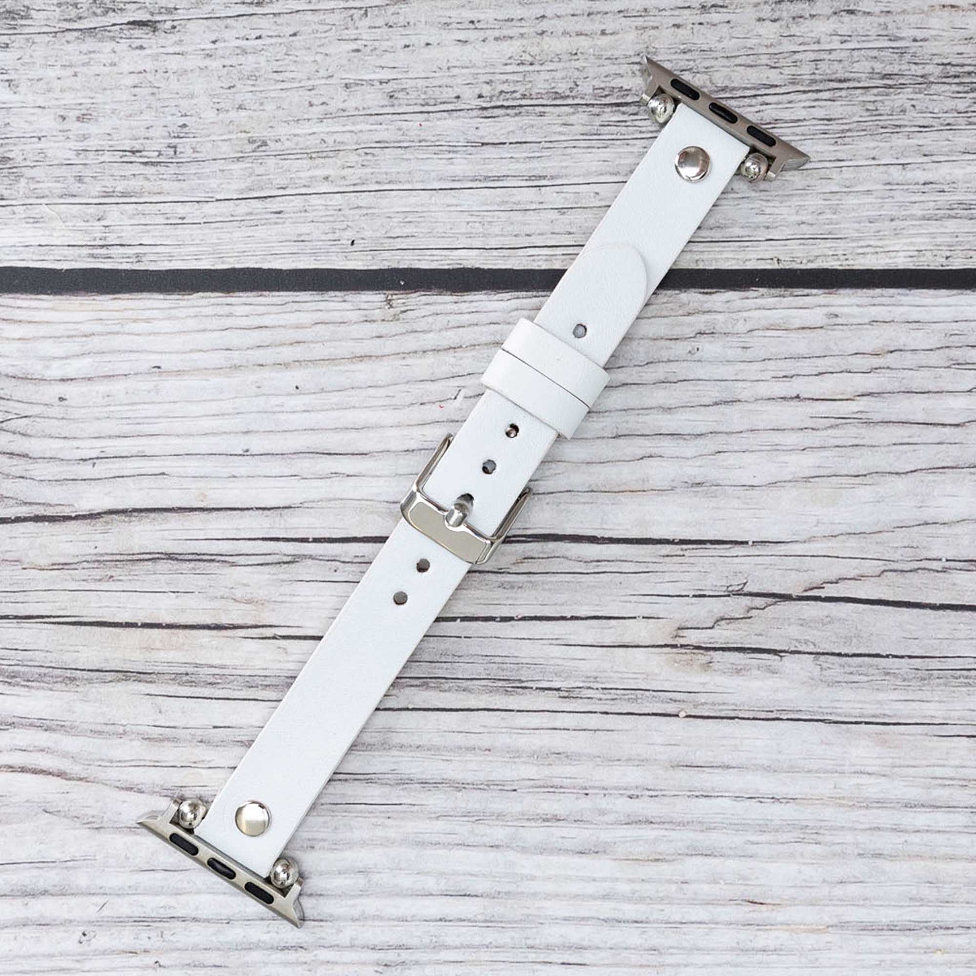 Ferro Strap - Full Grain Leather Band for Apple Watch - WHITE - saracleather