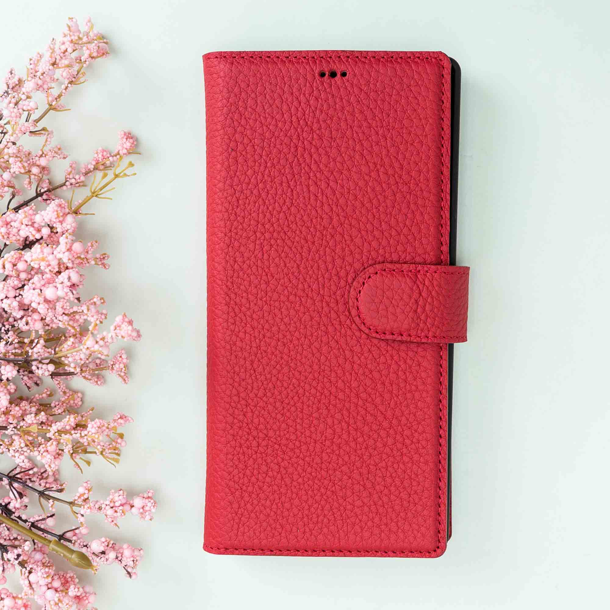 Magic Magnetic Detachable Leather Wallet Case for Samsung Galaxy Note 10 Plus / Note 10 Plus 5G - RED - saracleather