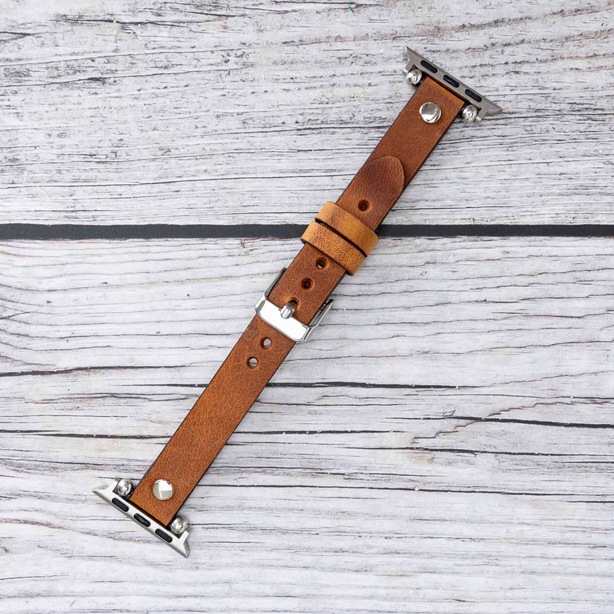 Ferro Strap - Full Grain Leather Band for Apple Watch - TAN - saracleather