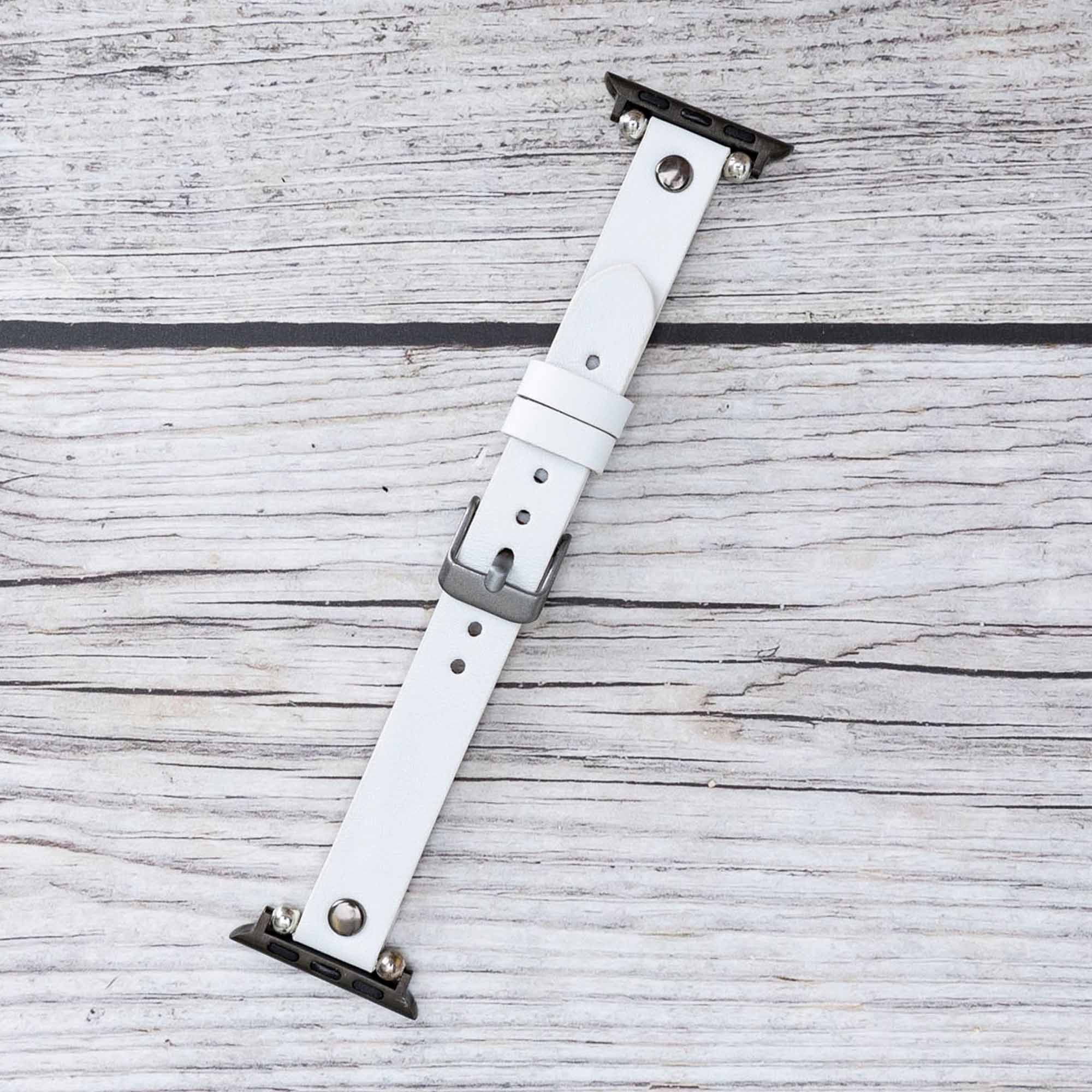 Ferro Strap - Full Grain Leather Band for Apple Watch - WHITE - saracleather