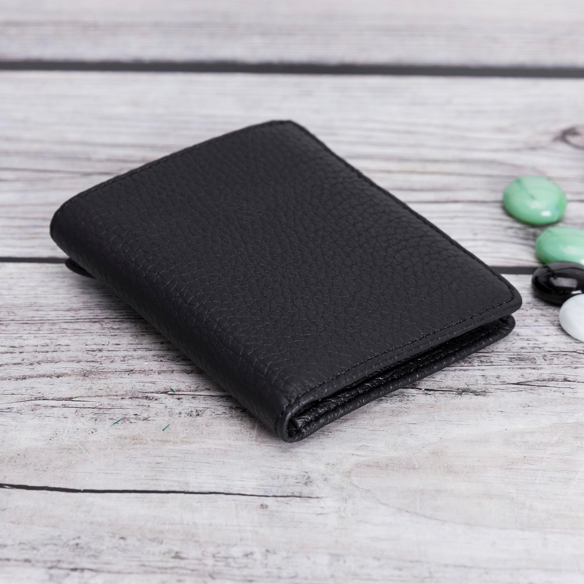 Fabio Leather Bifold Wallet - BLACK - saracleather