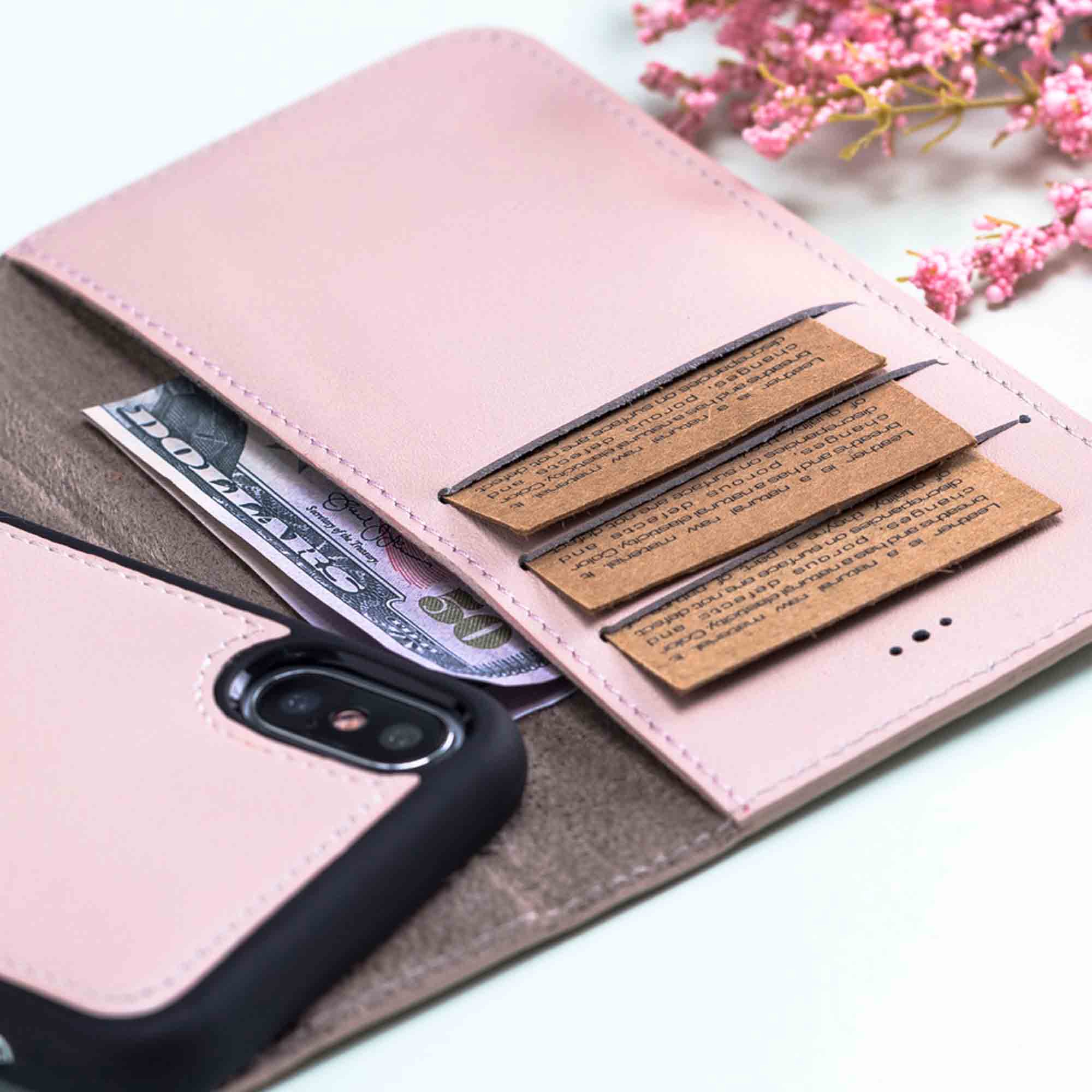 Magic Magnetic Detachable Leather Wallet Case for iPhone XS Max (6.5") - PINK - saracleather