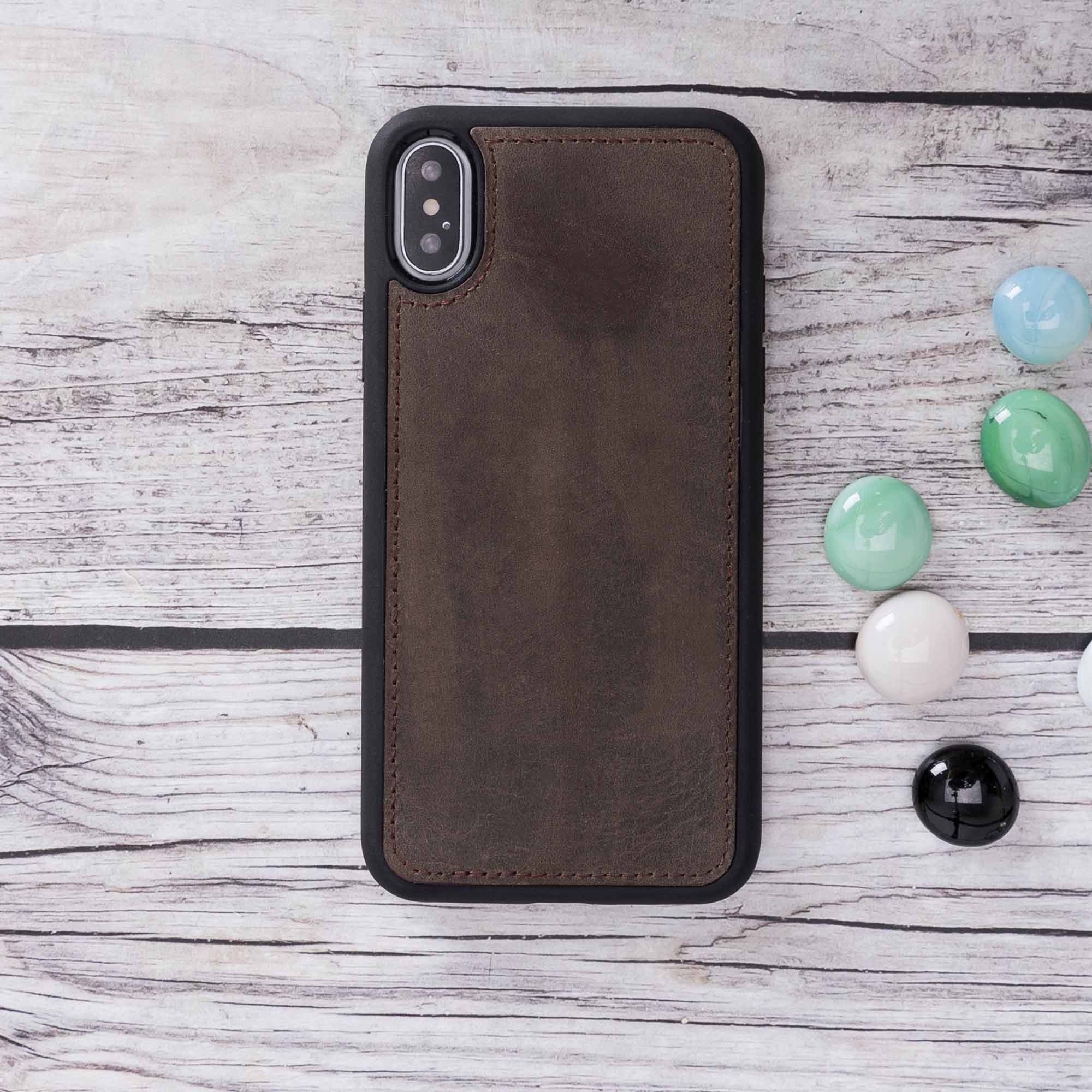 Magic Magnetic Detachable Leather Wallet Case for iPhone X / XS (5.8") - BROWN - saracleather