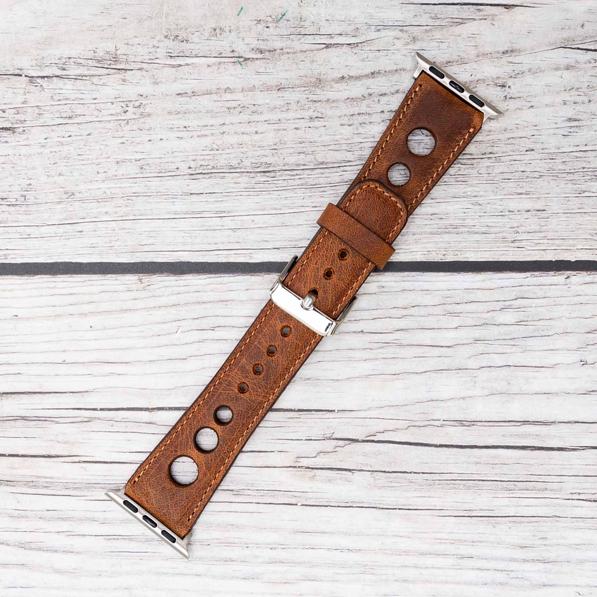 Holo Strap: Full Grain Leather Band for Apple Watch 38mm / 40mm - BROWN - saracleather