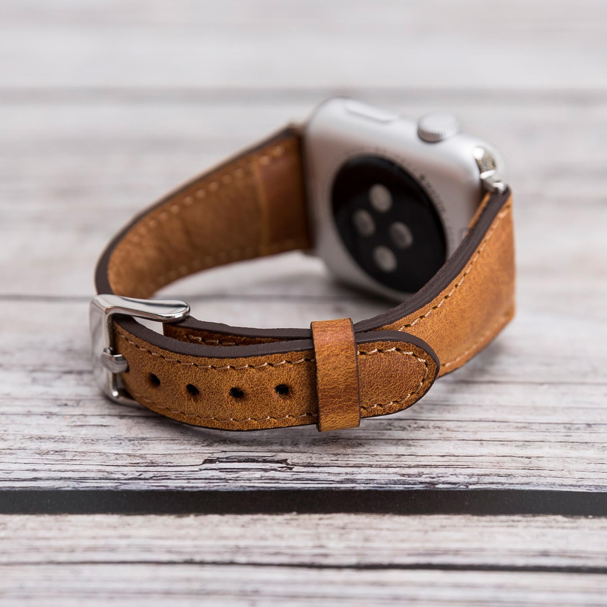 Slim Strap - Full Grain Leather Band for Apple Watch 38mm / 40mm - TAN - saracleather