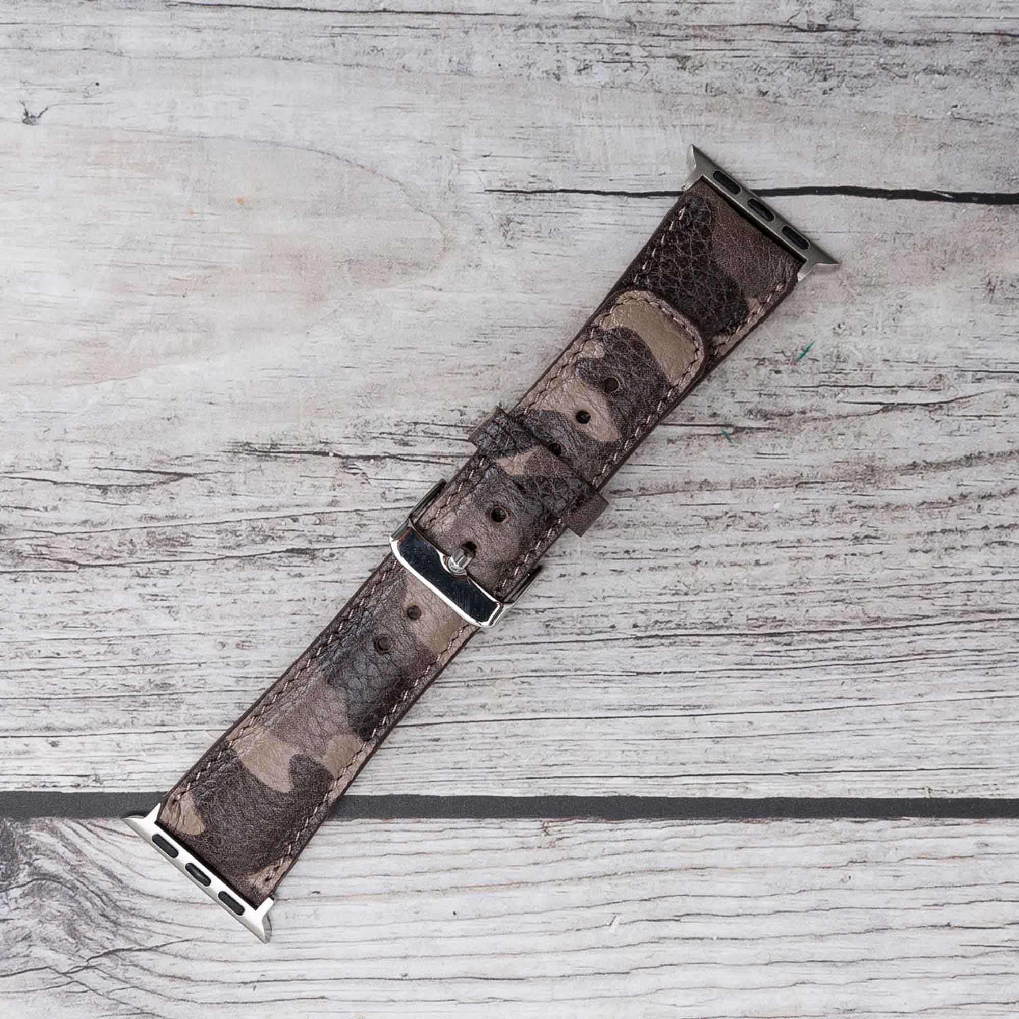 Full Grain Leather Band for Apple Watch - CAMOUFLAGE BROWN - saracleather