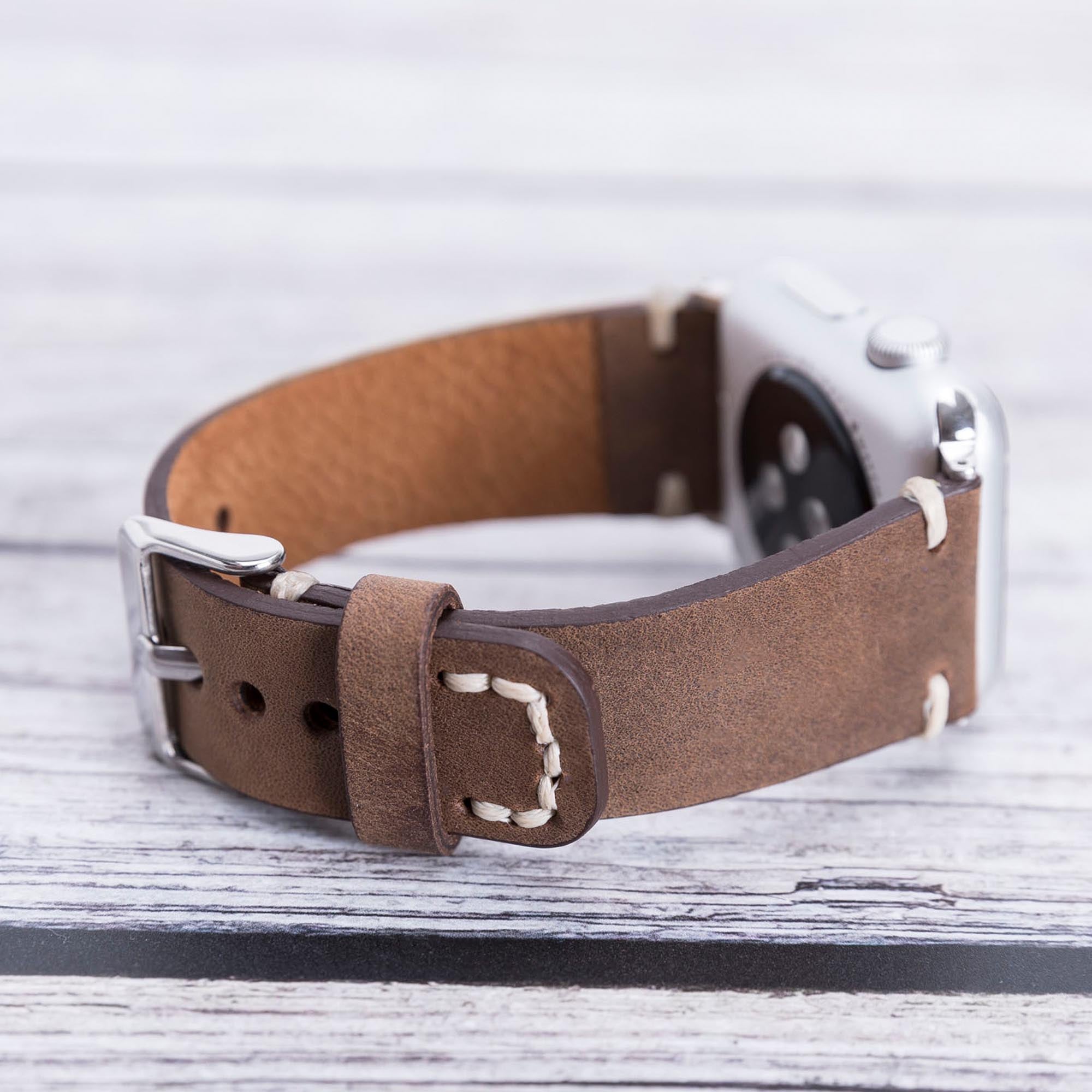 Full Grain Leather Band for Apple Watch - BROWN - saracleather