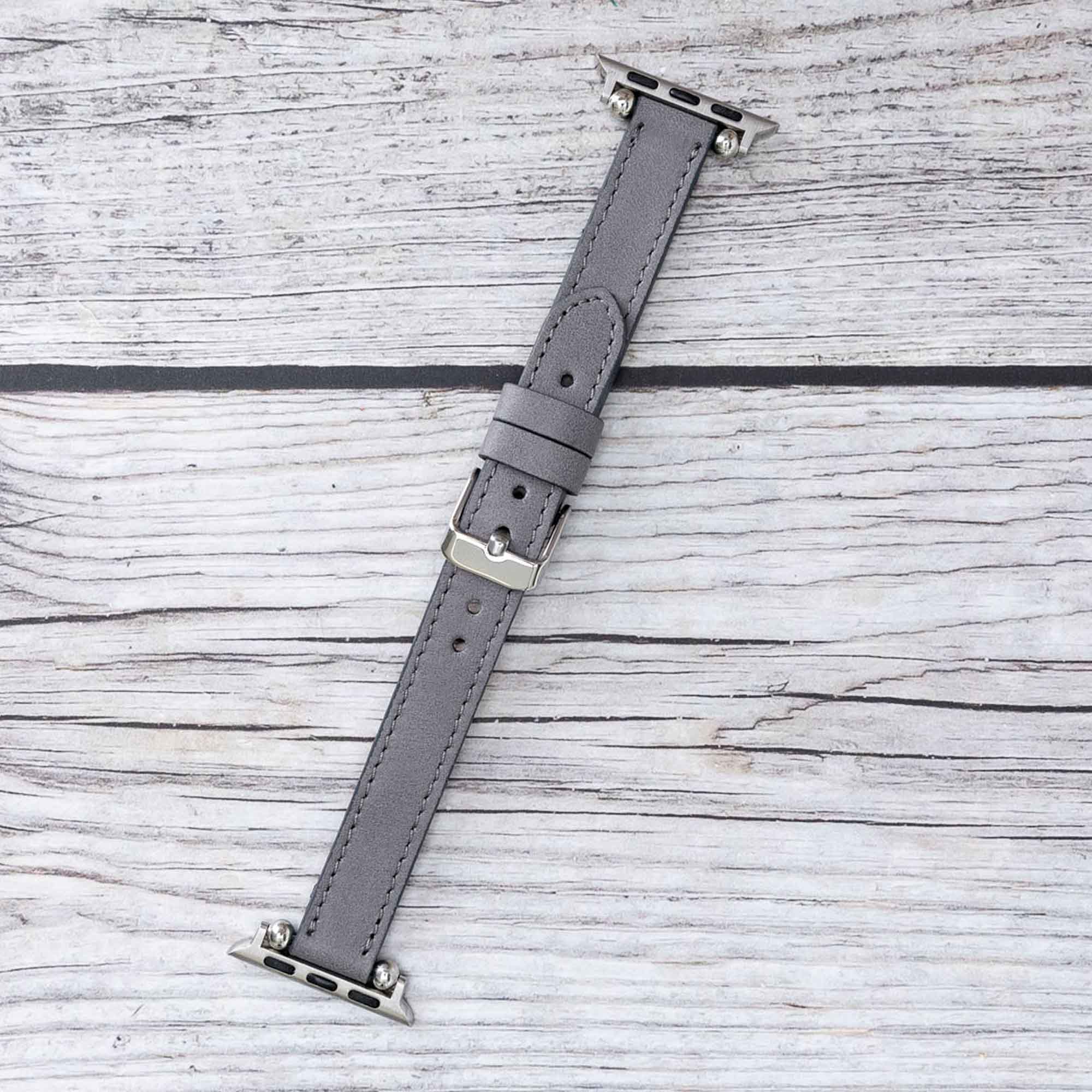 Ferro Strap - Full Grain Leather Band for Apple Watch - GRAY - saracleather