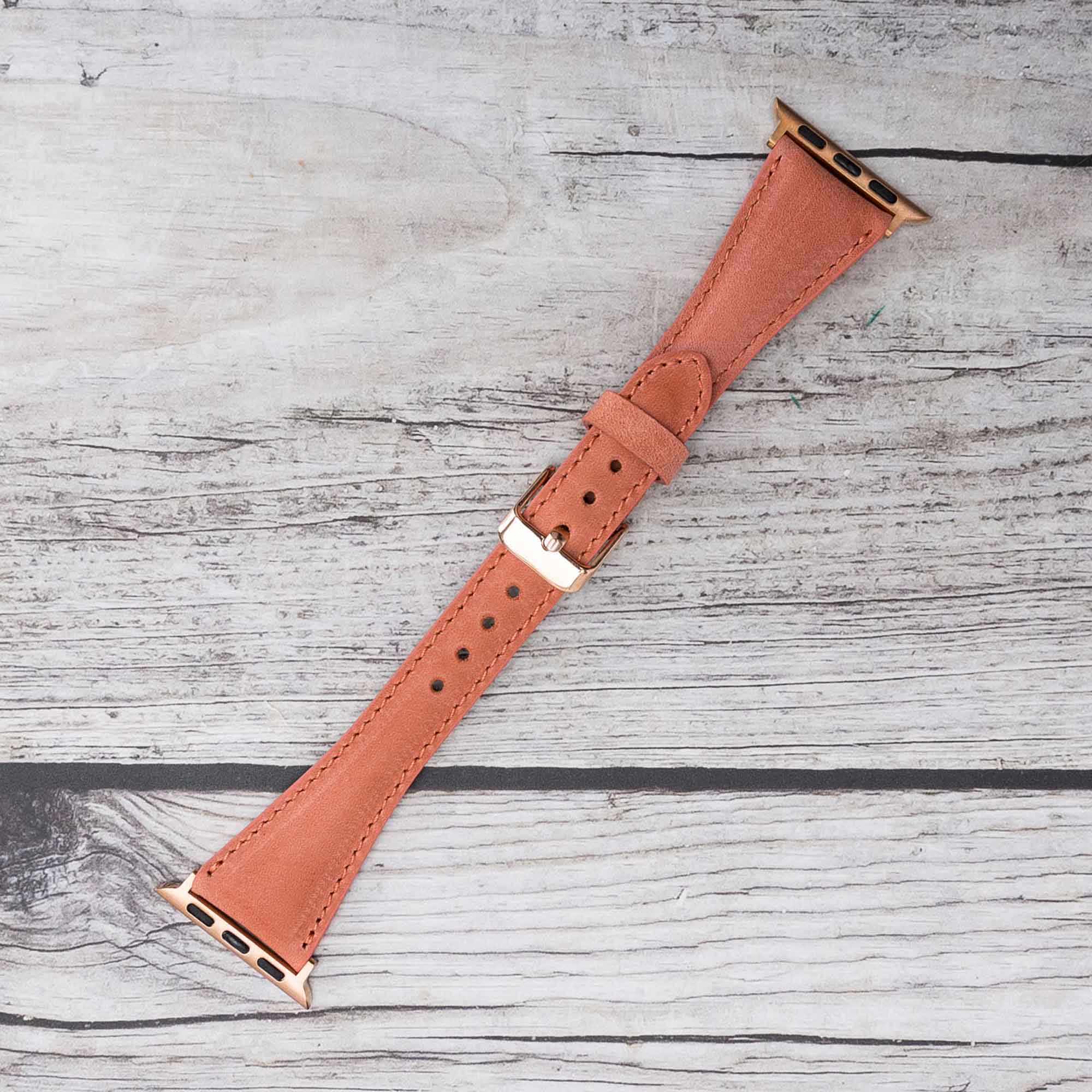 Slim Strap - Full Grain Leather Band for Apple Watch 38mm / 40mm - POMEGRANATE FLOWER - saracleather