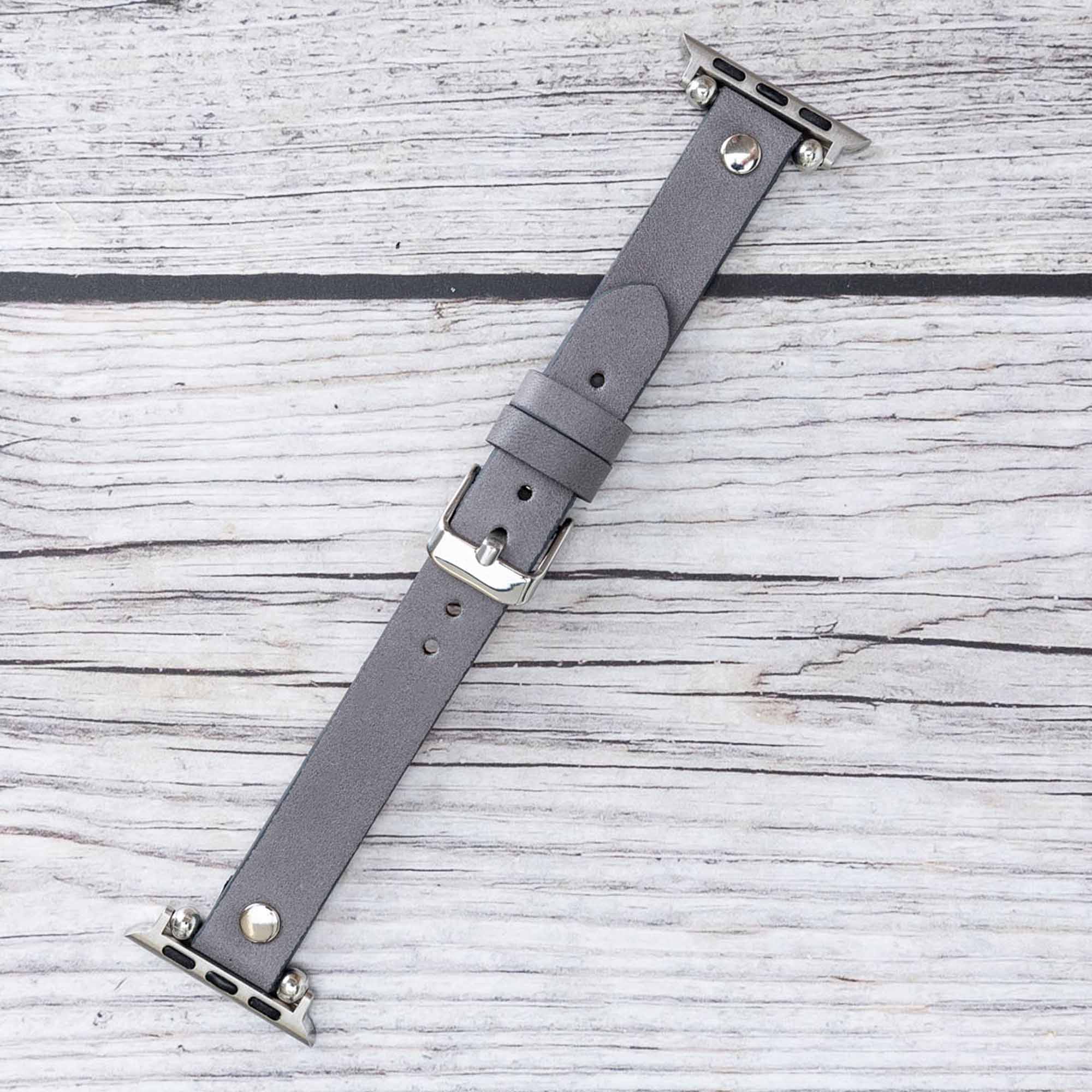 Ferro Strap - Full Grain Leather Band for Apple Watch - GRAY - saracleather