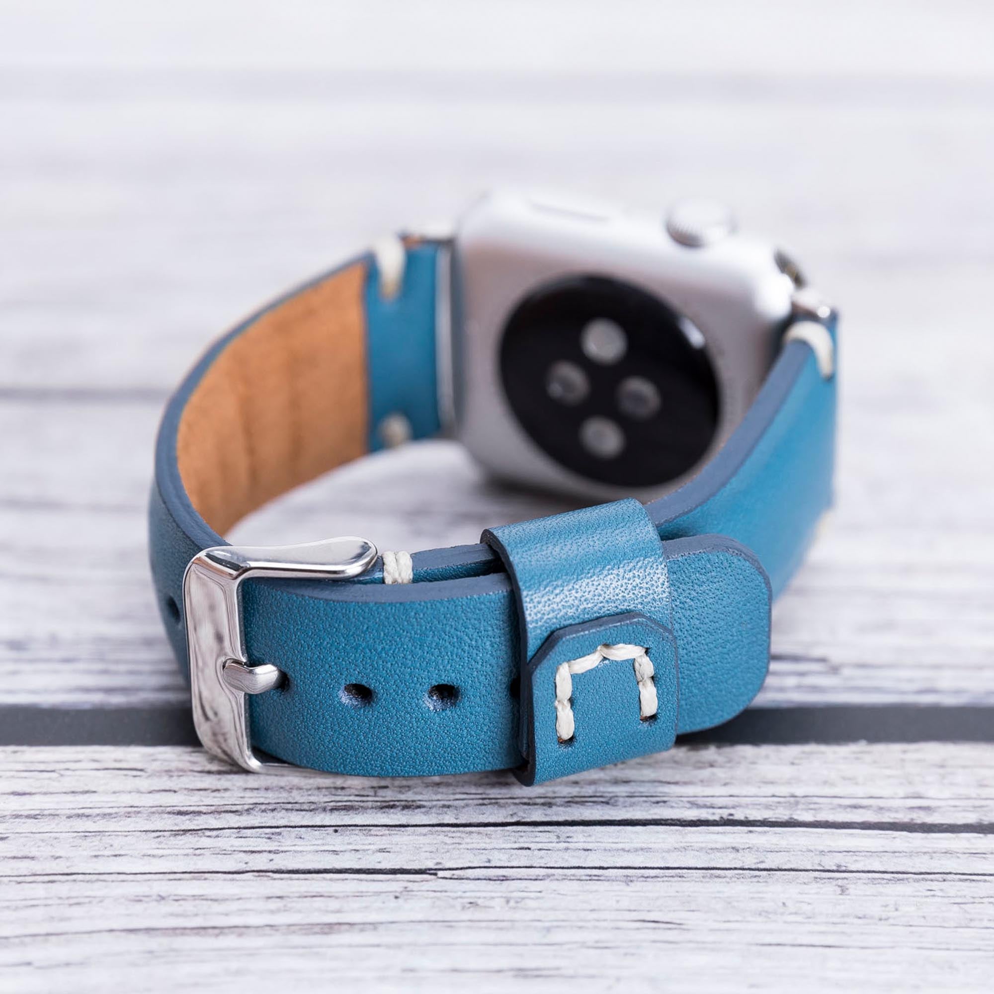 Full Grain Leather Band for Apple Watch - BLUE - saracleather