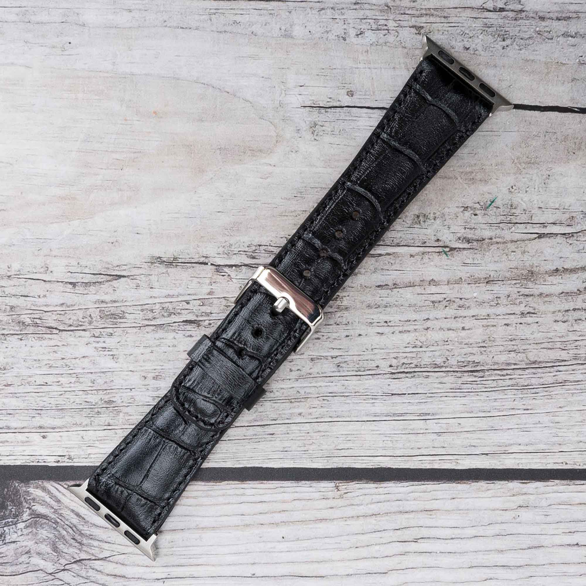 Full Grain Leather Band for Apple Watch - BLACK - saracleather