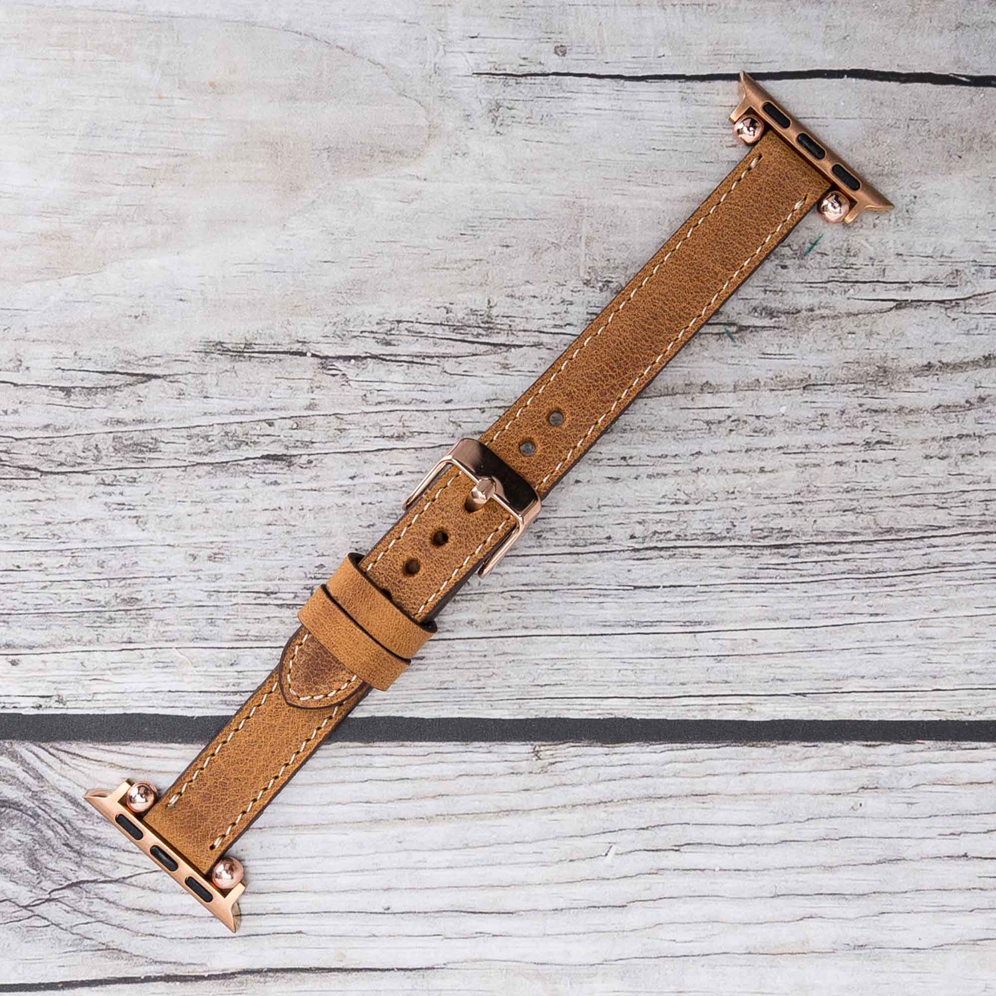 Ferro Strap - Full Grain Leather Band for Apple Watch - TAN - saracleather