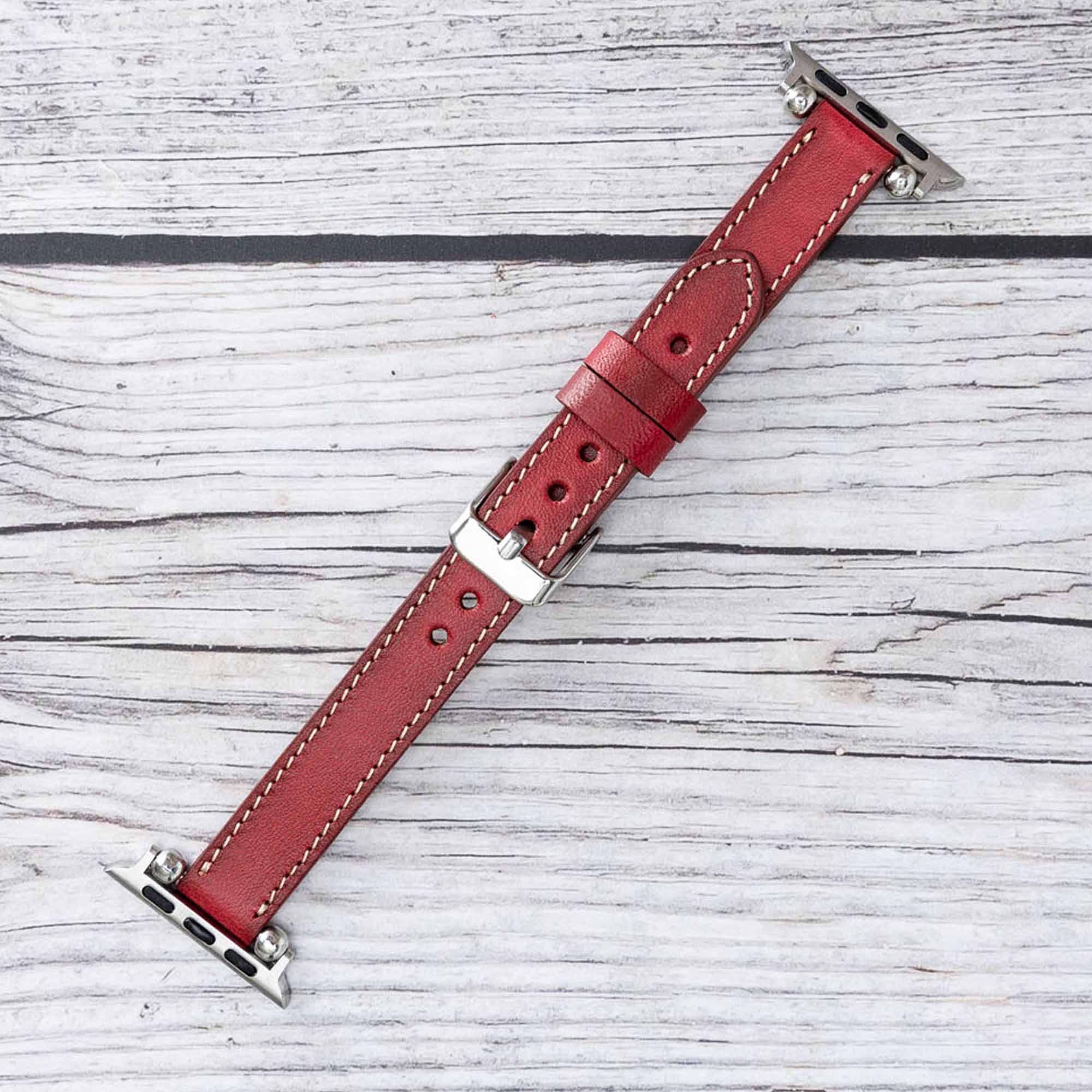 Ferro Strap - Full Grain Leather Band for Apple Watch - EFFECT RED - saracleather