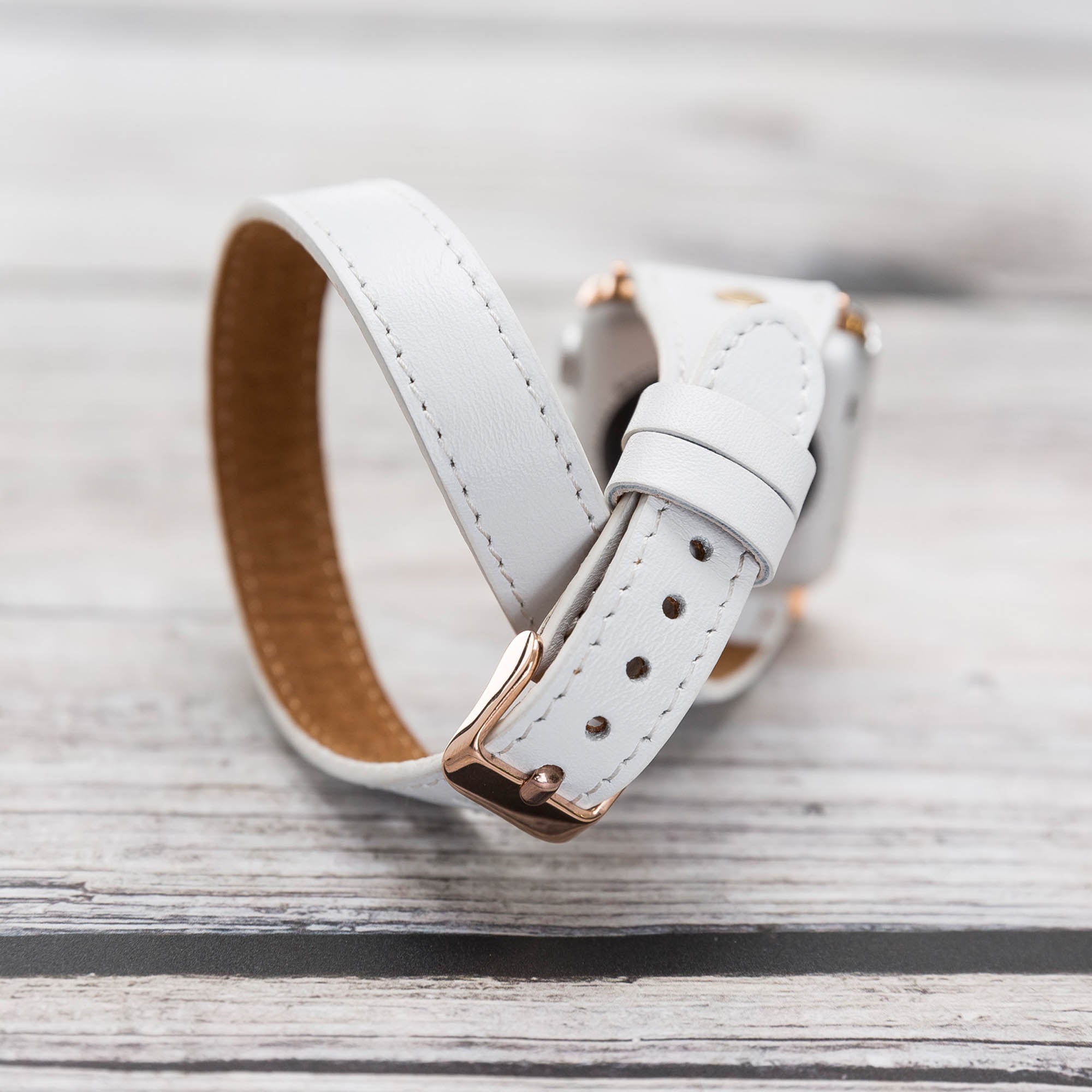 Slim Double Tour Strap: Full Grain Leather Band for Apple Watch 38mm / 40mm - WHITE - saracleather