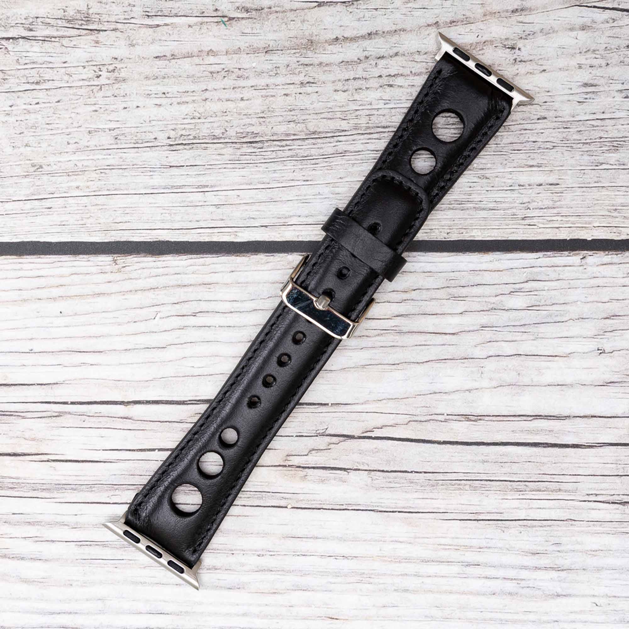 Holo Strap: Full Grain Leather Band for Apple Watch 38mm / 40mm - BLACK - saracleather