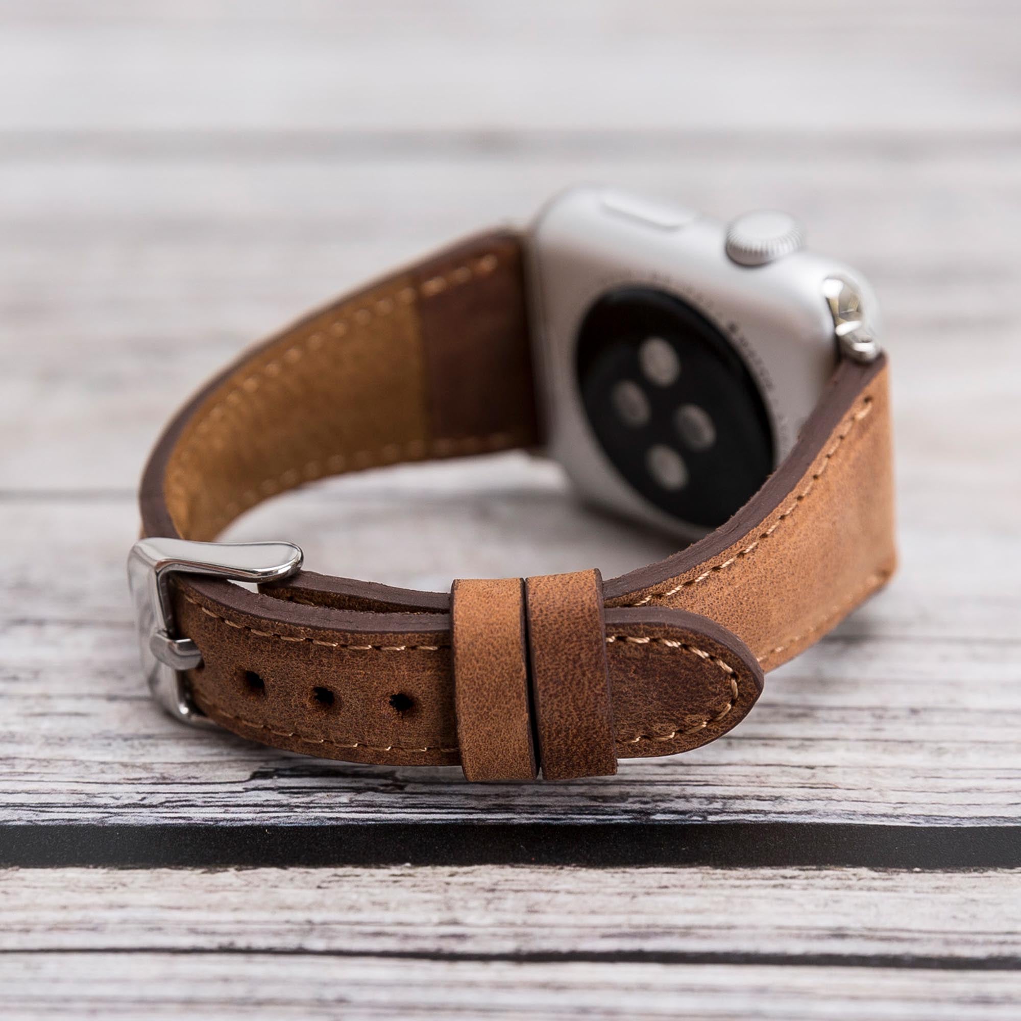 Slim Strap - Full Grain Leather Band for Apple Watch 38mm / 40mm - BROWN - saracleather