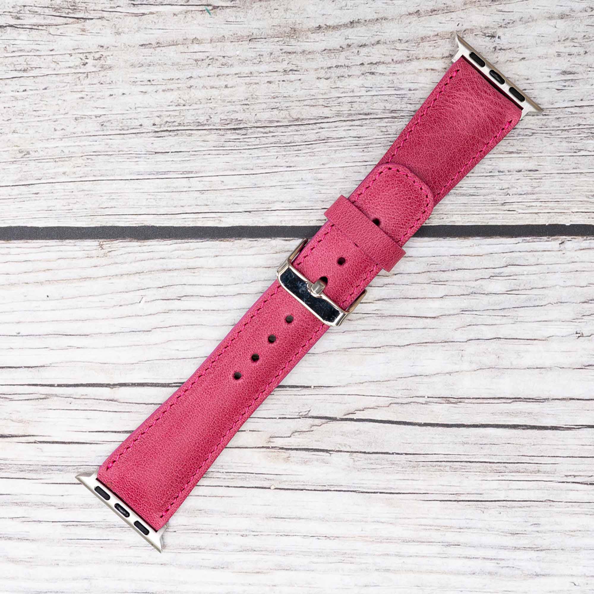 Full Grain Leather Band for Apple Watch - FUCHSIA - saracleather