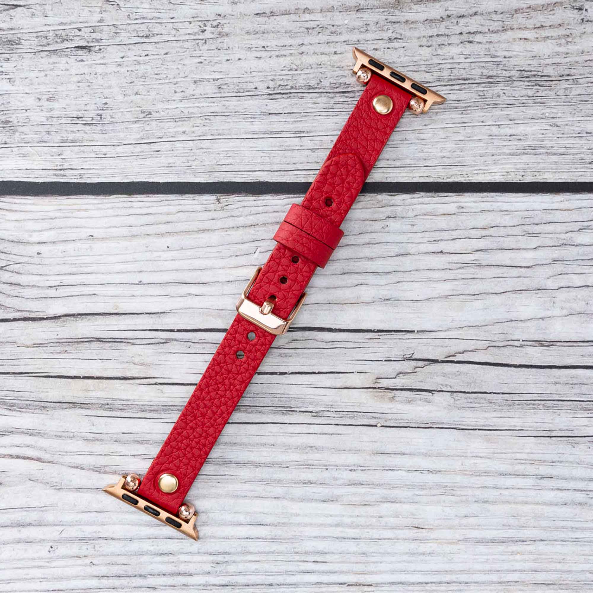 Ferro Strap - Full Grain Leather Band for Apple Watch - RED - saracleather