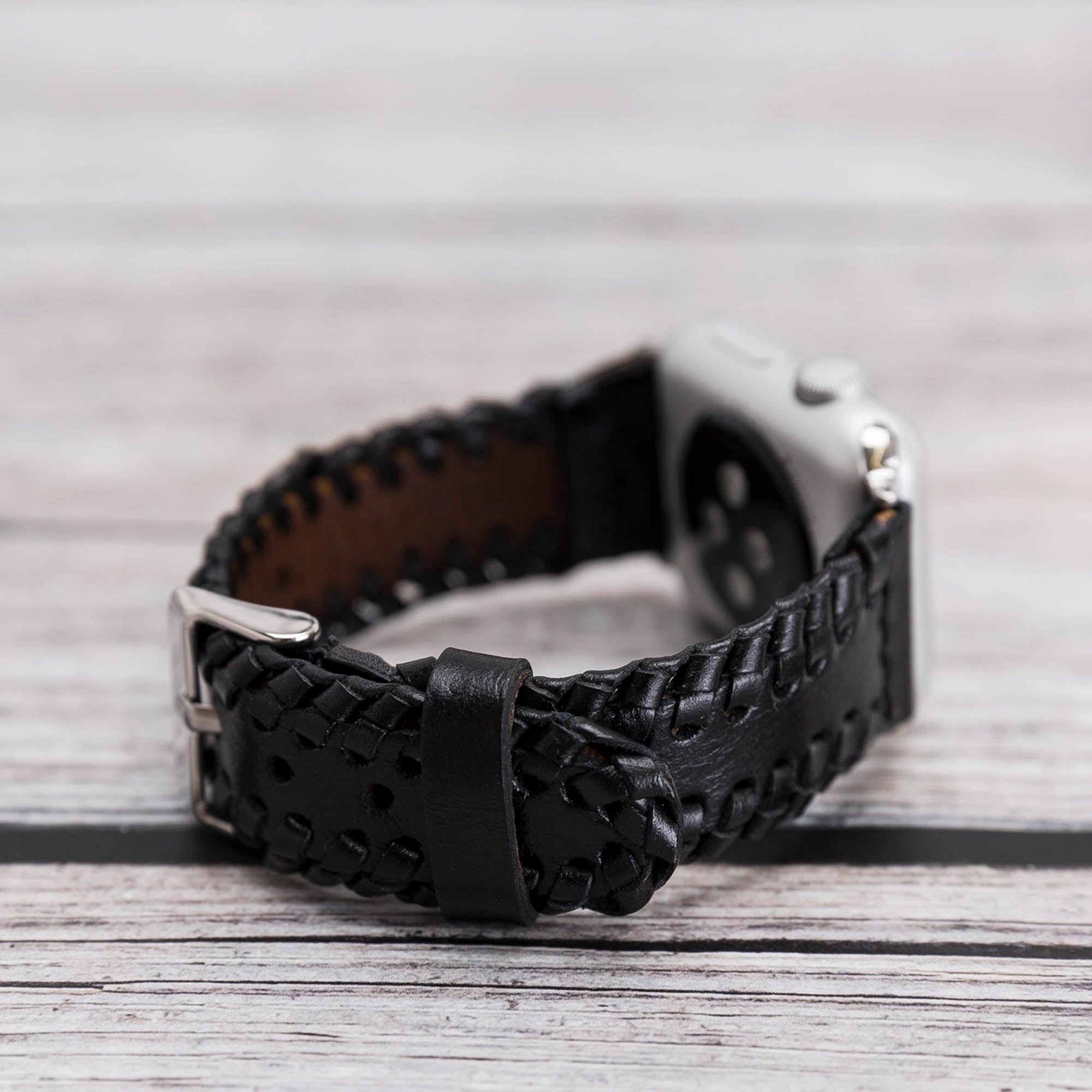 Full Grain Leather Band for Apple Watch - BLACK - saracleather