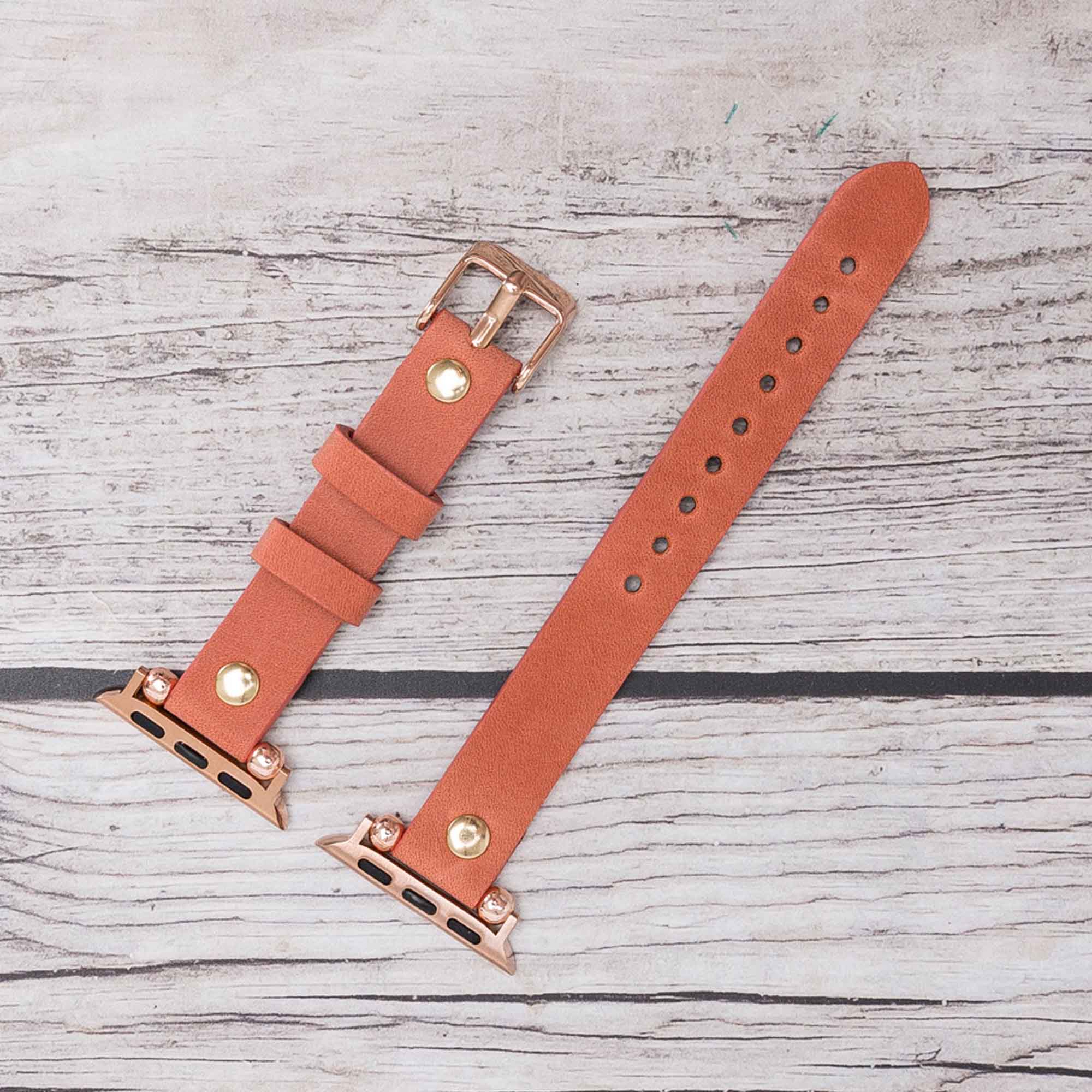 Ferro Strap - Full Grain Leather Band for Apple Watch - POMEGRANATE FLOWER - saracleather