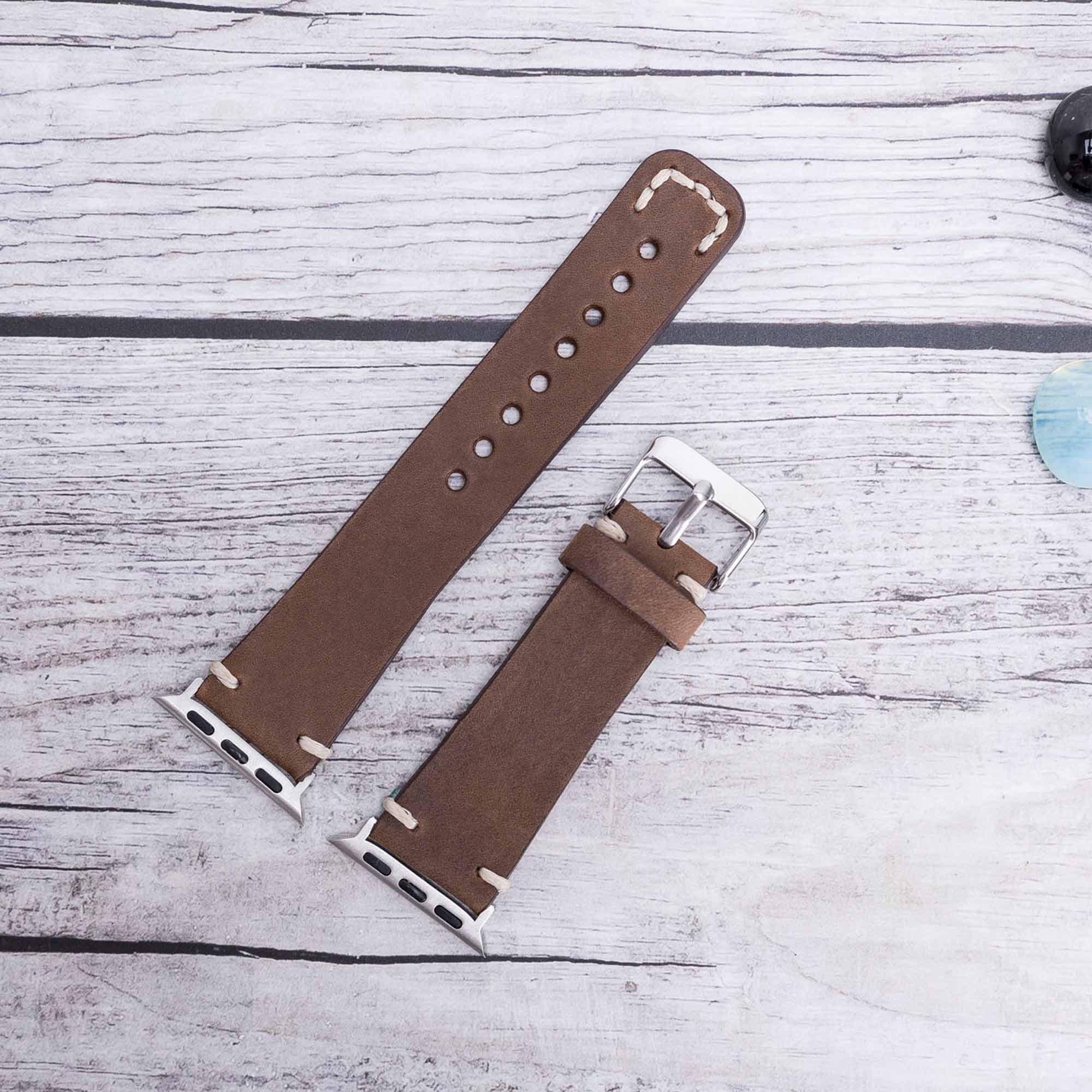 Full Grain Leather Band for Apple Watch - BROWN - saracleather