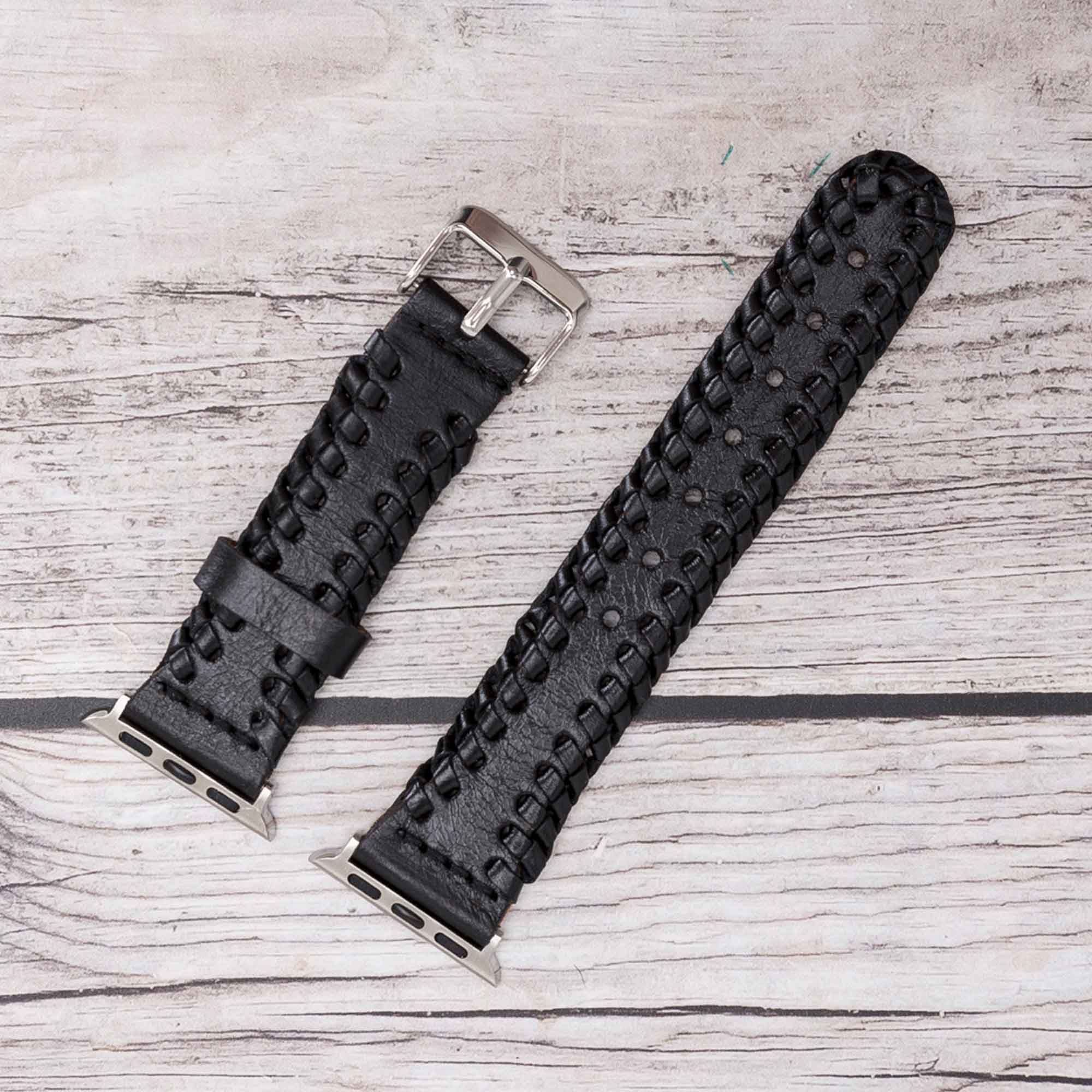 Full Grain Leather Band for Apple Watch - BLACK - saracleather