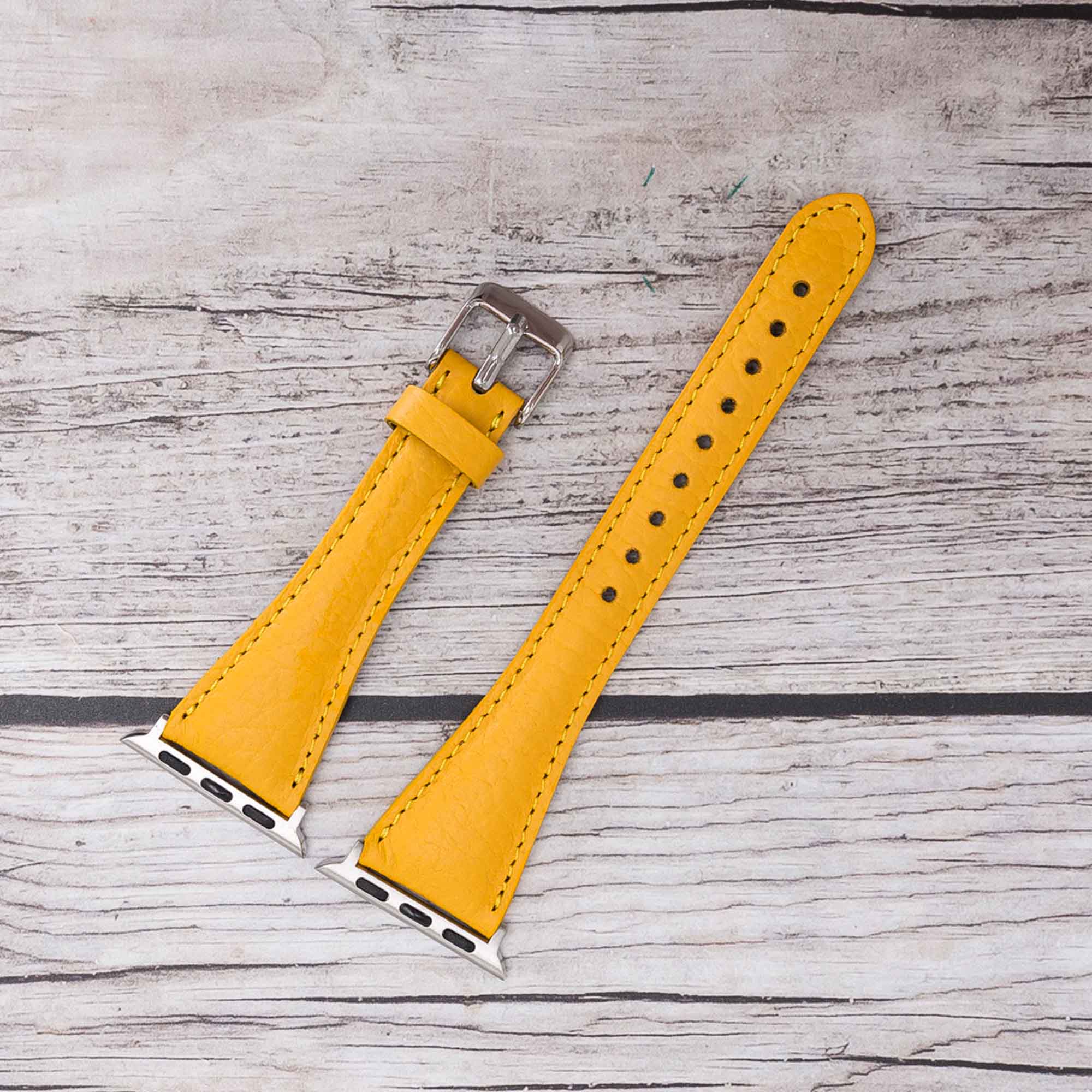 Slim Strap - Full Grain Leather Band for Apple Watch 38mm / 40mm - YELLOW - saracleather