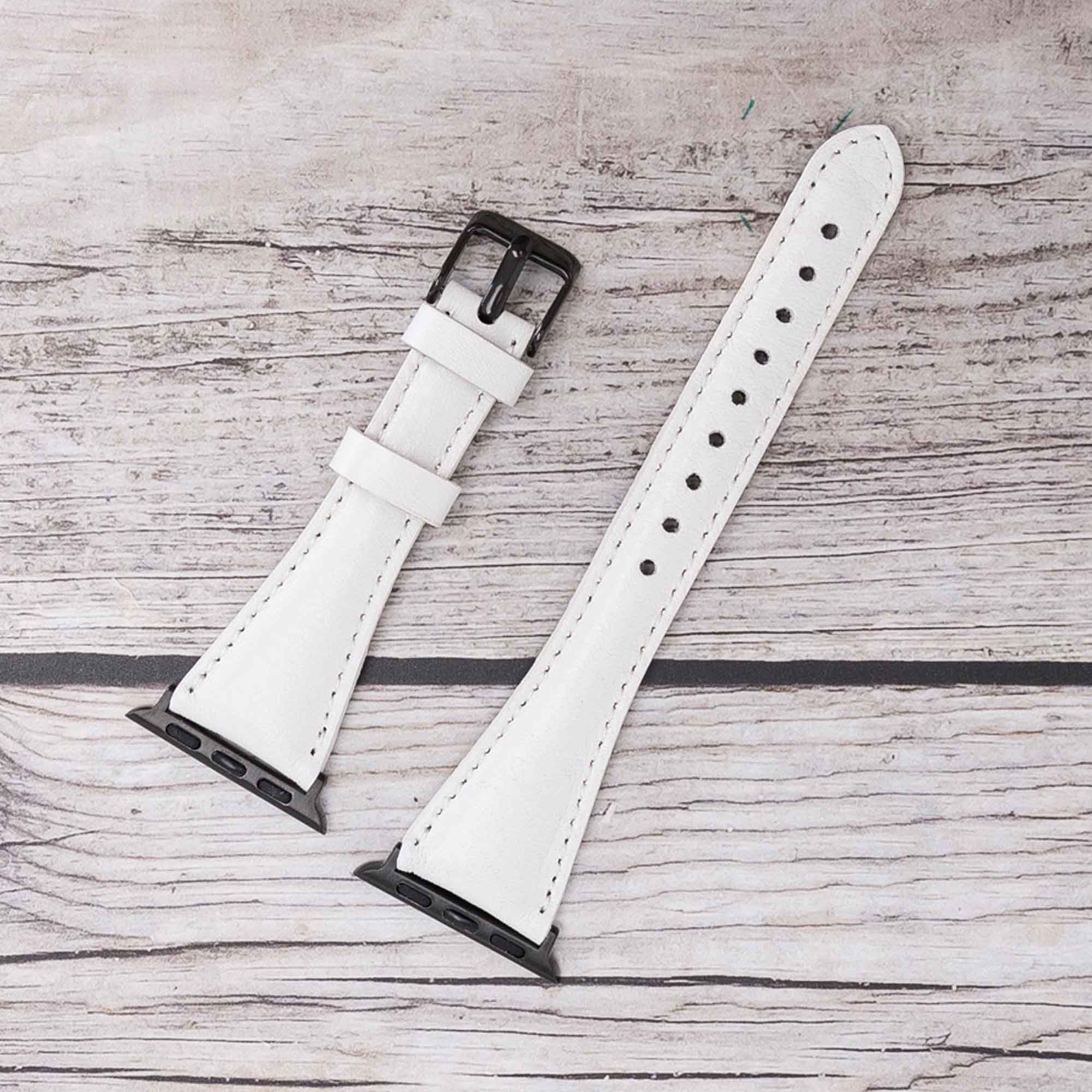 Slim Strap - Full Grain Leather Band for Apple Watch 38mm / 40mm - WHITE - saracleather