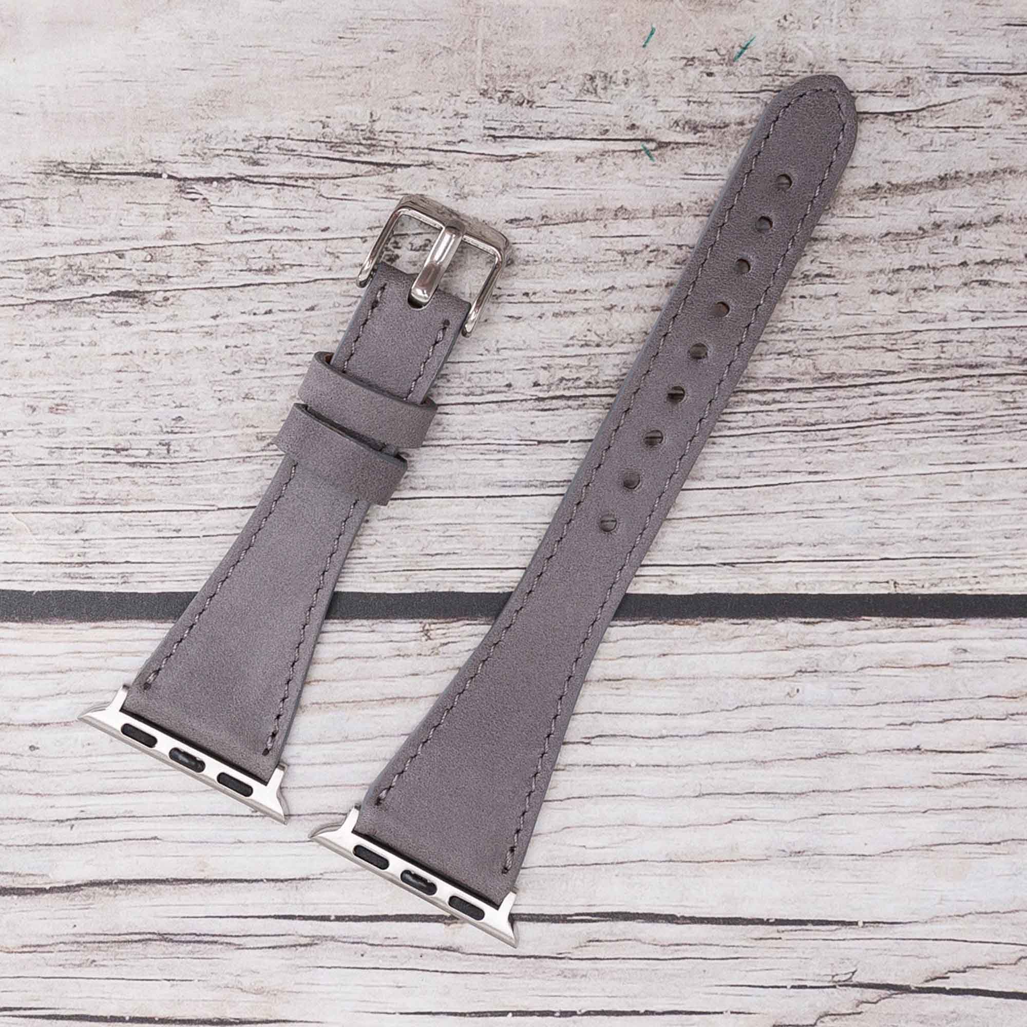 Slim Strap - Full Grain Leather Band for Apple Watch 38mm / 40mm - GRAY - saracleather