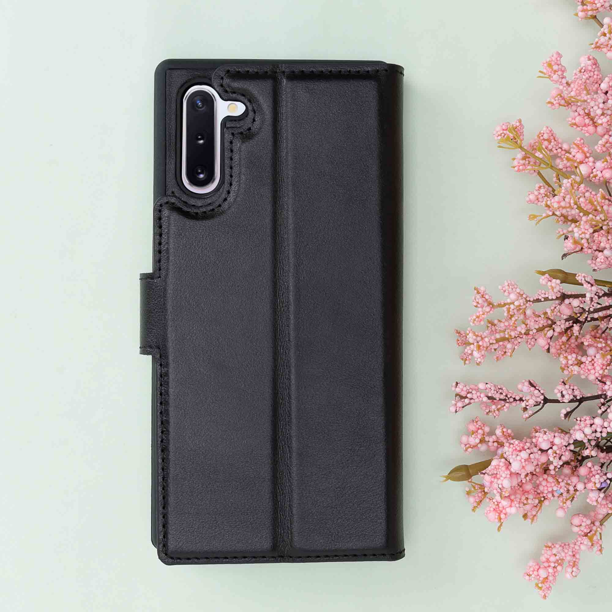 Magic Magnetic Detachable Leather Wallet Case for Samsung Galaxy Note 10 - BLACK - saracleather