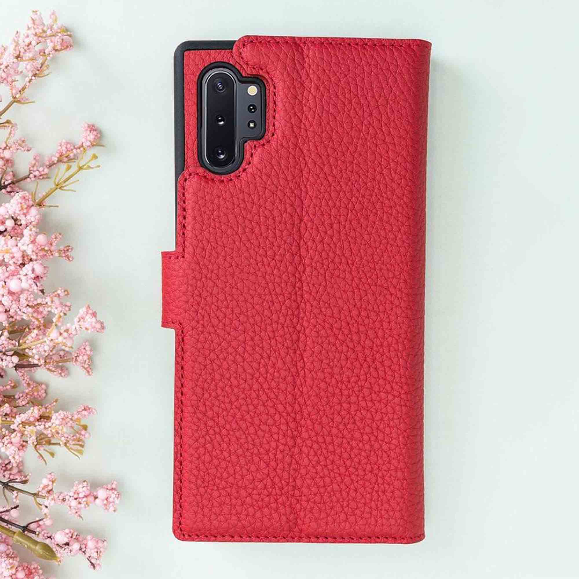 Magic Magnetic Detachable Leather Wallet Case for Samsung Galaxy Note 10 Plus / Note 10 Plus 5G - RED - saracleather