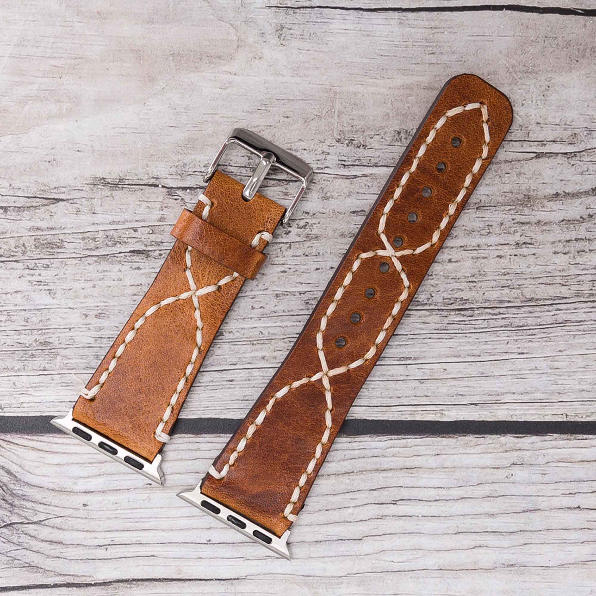 Full Grain Leather Band for Apple Watch - CAMEL - saracleather