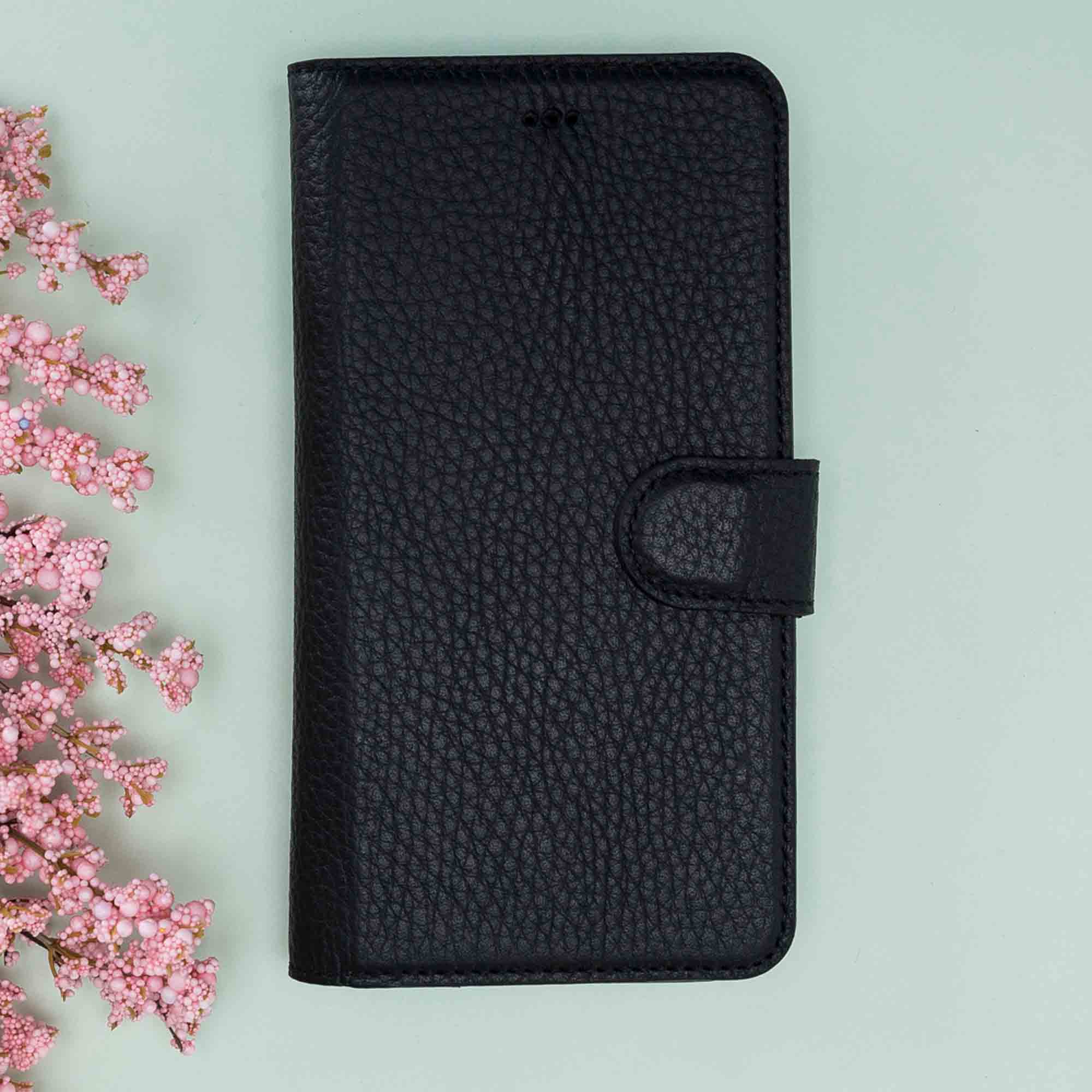 Magic Magnetic Detachable Leather Wallet Case for iPhone XS Max (6.5") - PATTERNED BLACK - saracleather