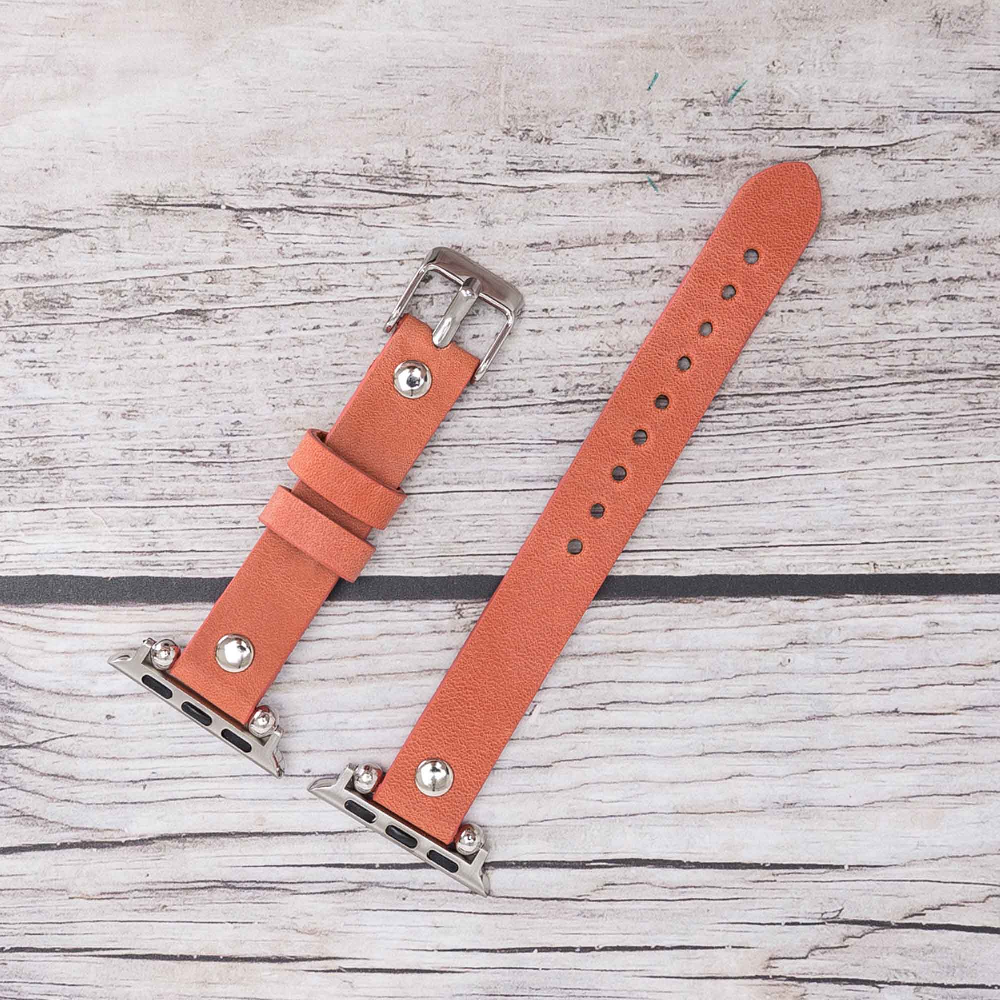 Ferro Strap - Full Grain Leather Band for Apple Watch - POMEGRANATE FLOWER - saracleather