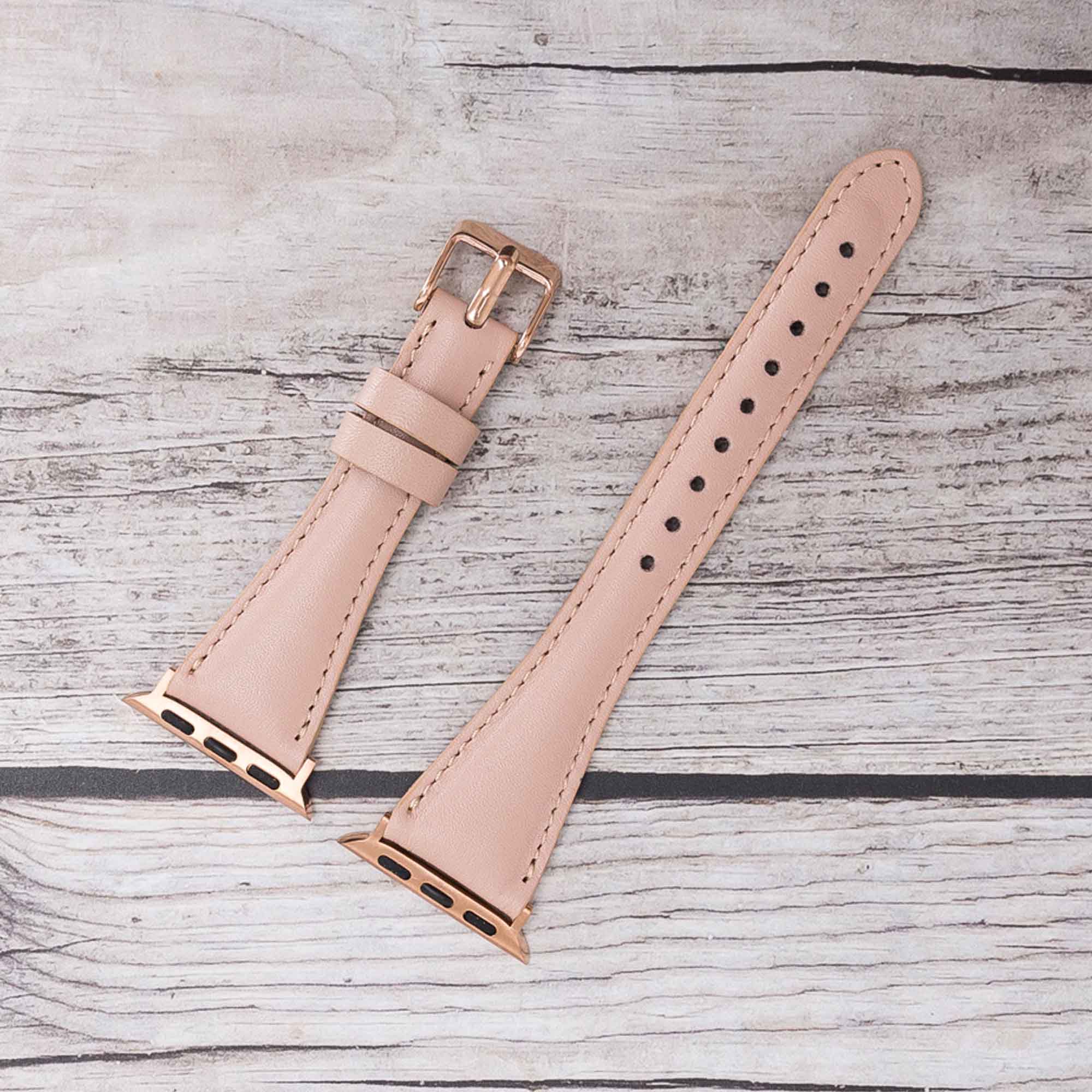 Slim Strap - Full Grain Leather Band for Apple Watch 38mm / 40mm - PINK - saracleather